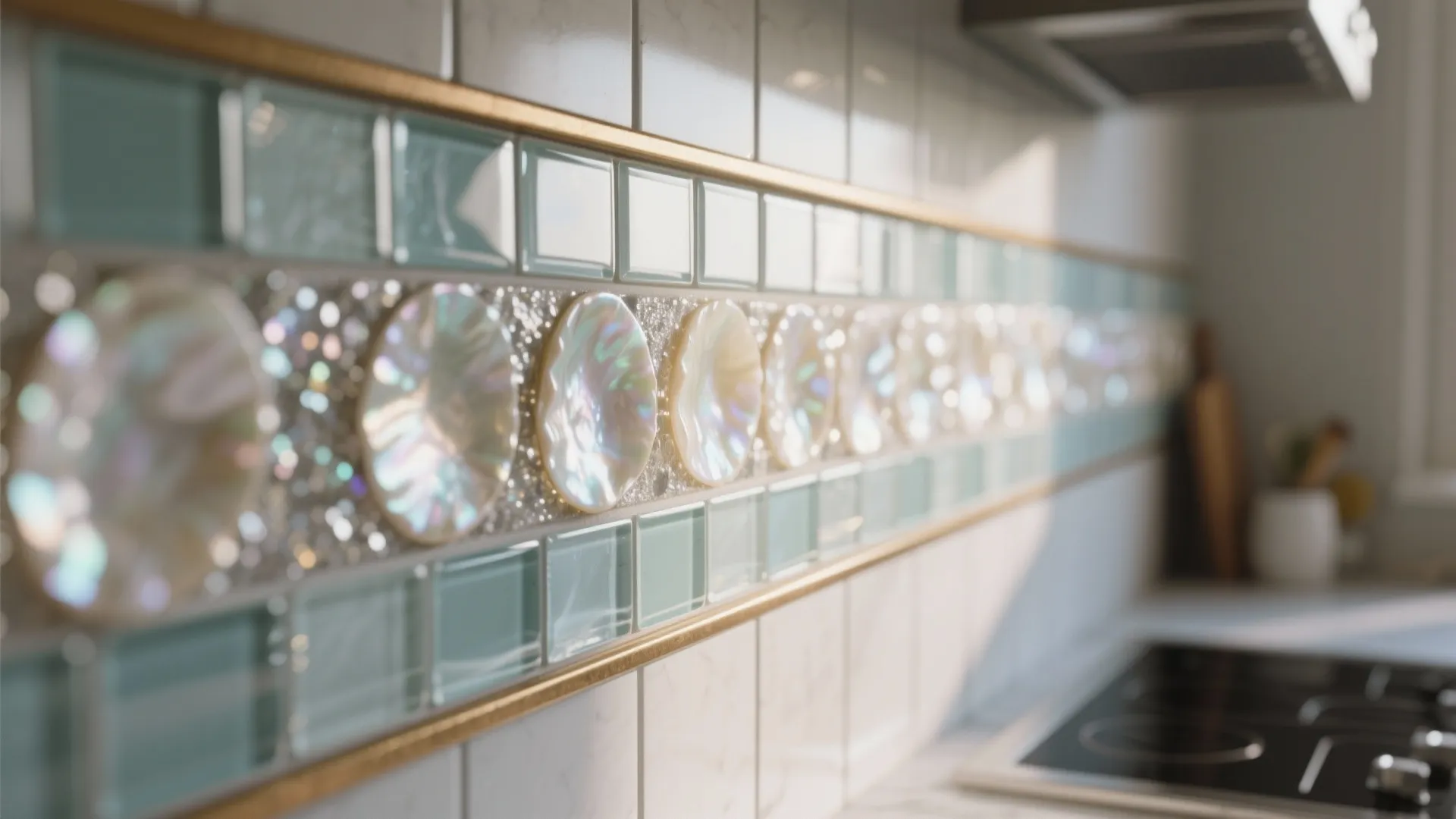 5. Glass mosaics or reflective tiles for light bounce