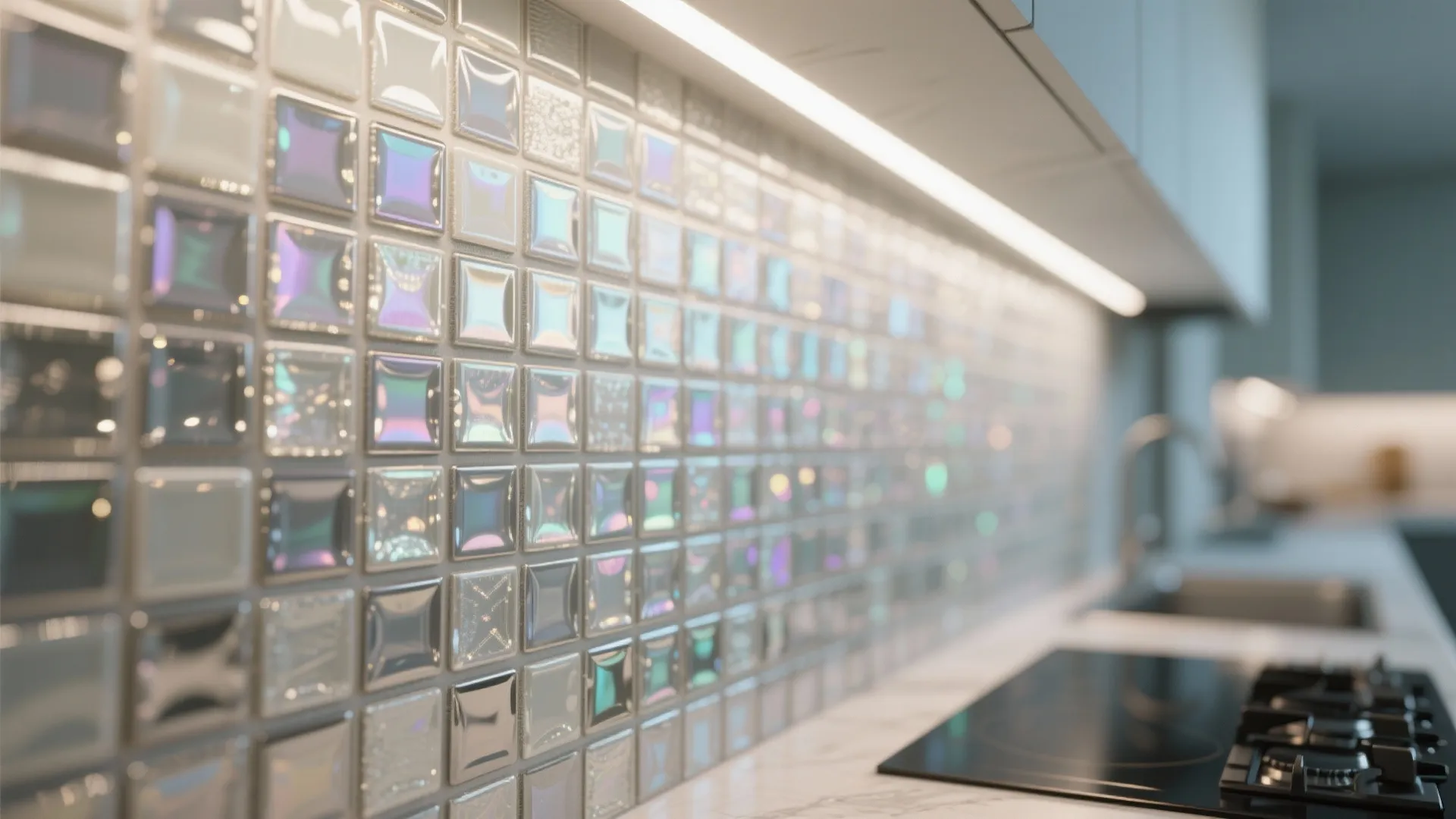 4. Metallic or glass mosaics for light bounce