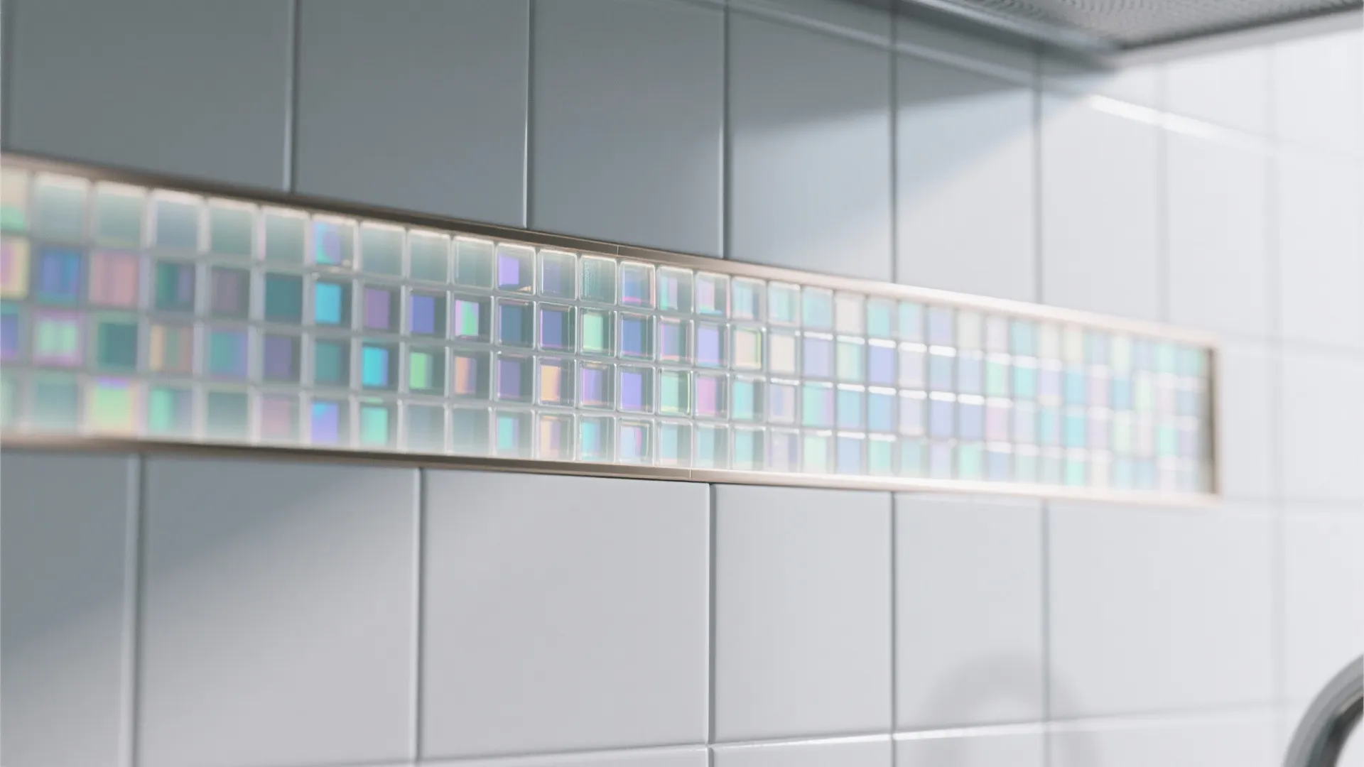 4. Glass Mosaic Accent Strip for Subtle Sparkle