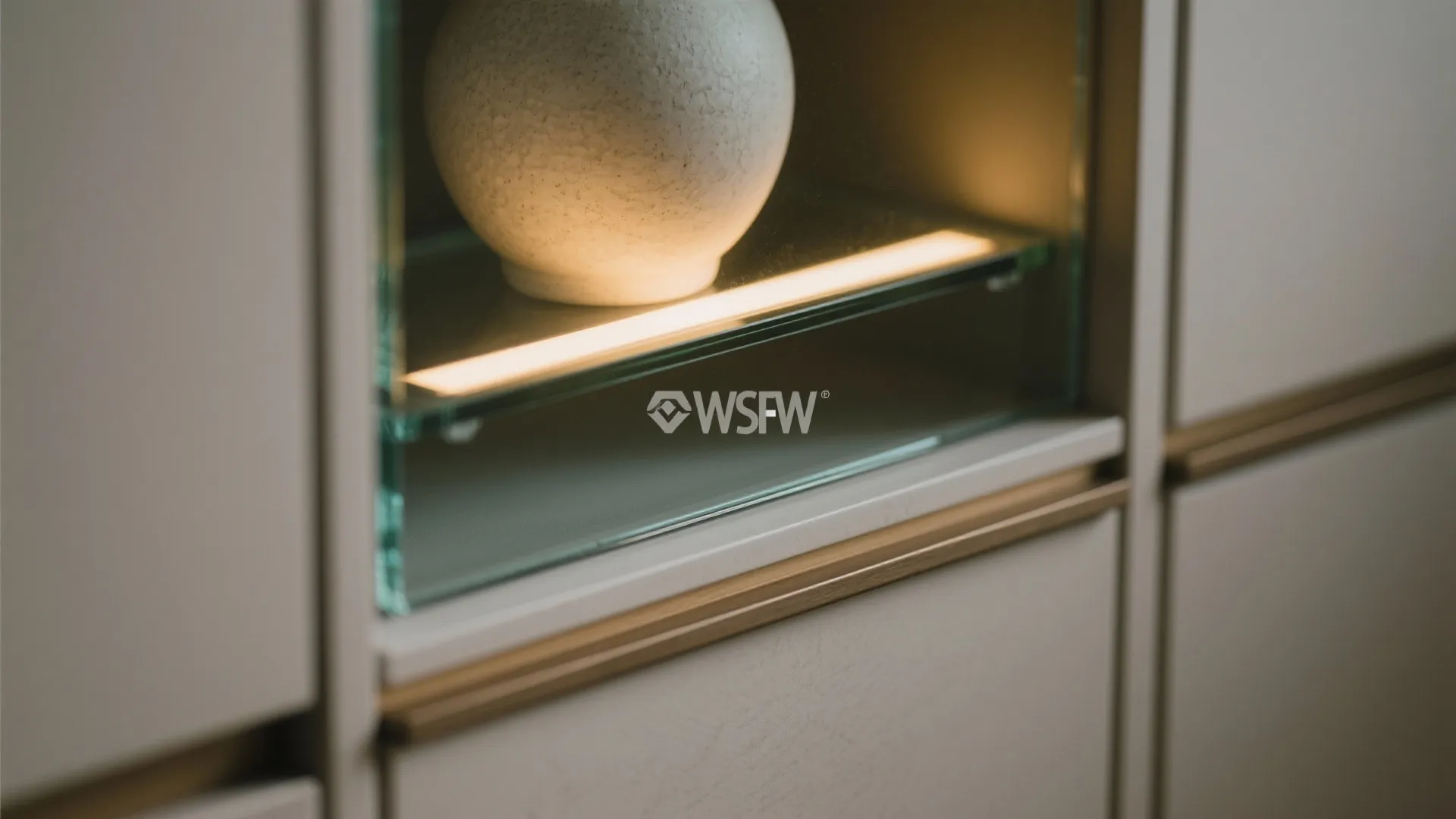 Glass-backed display niche with concealed storage