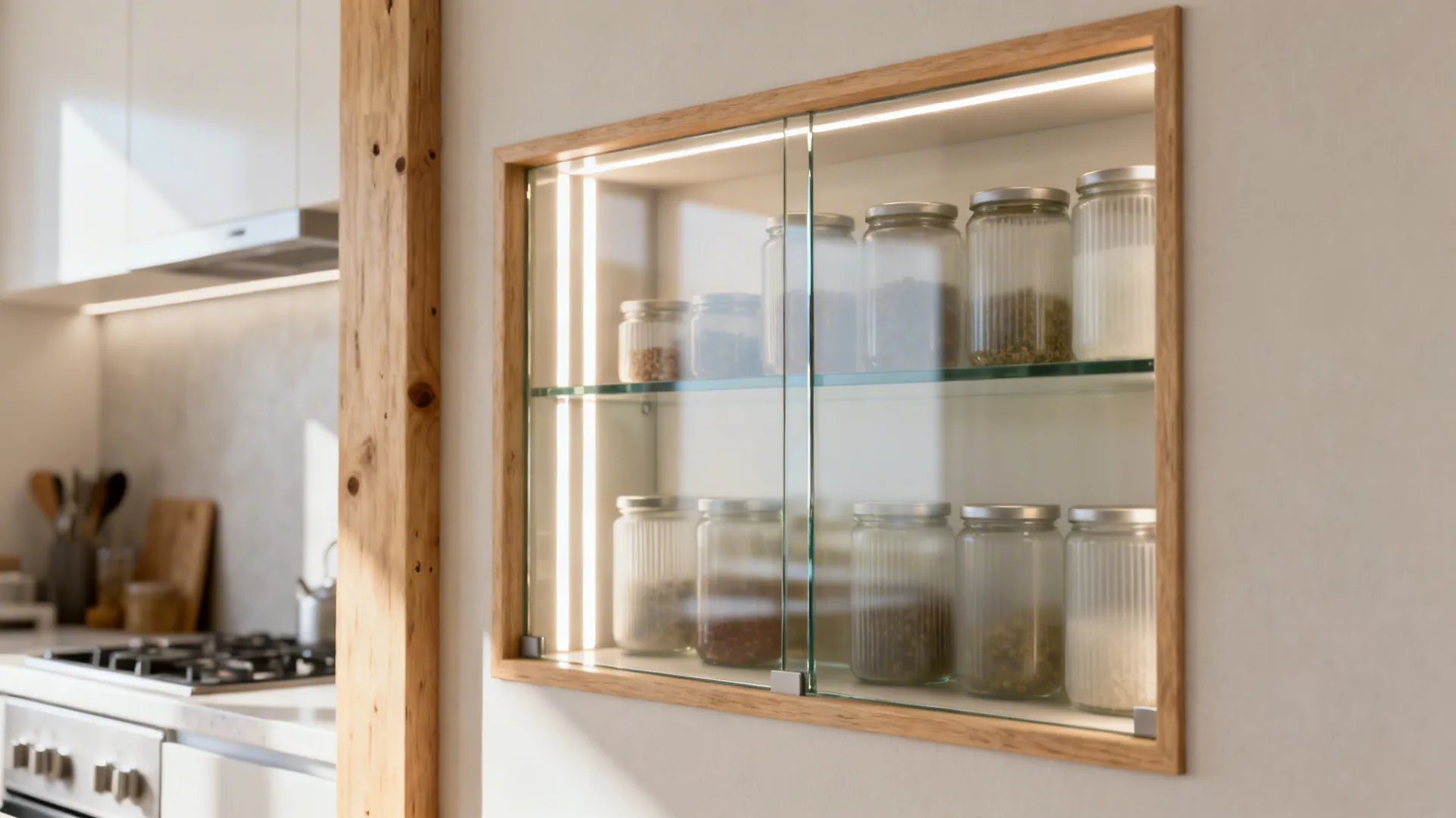 Glass Backsplash Niche to Borrow Light