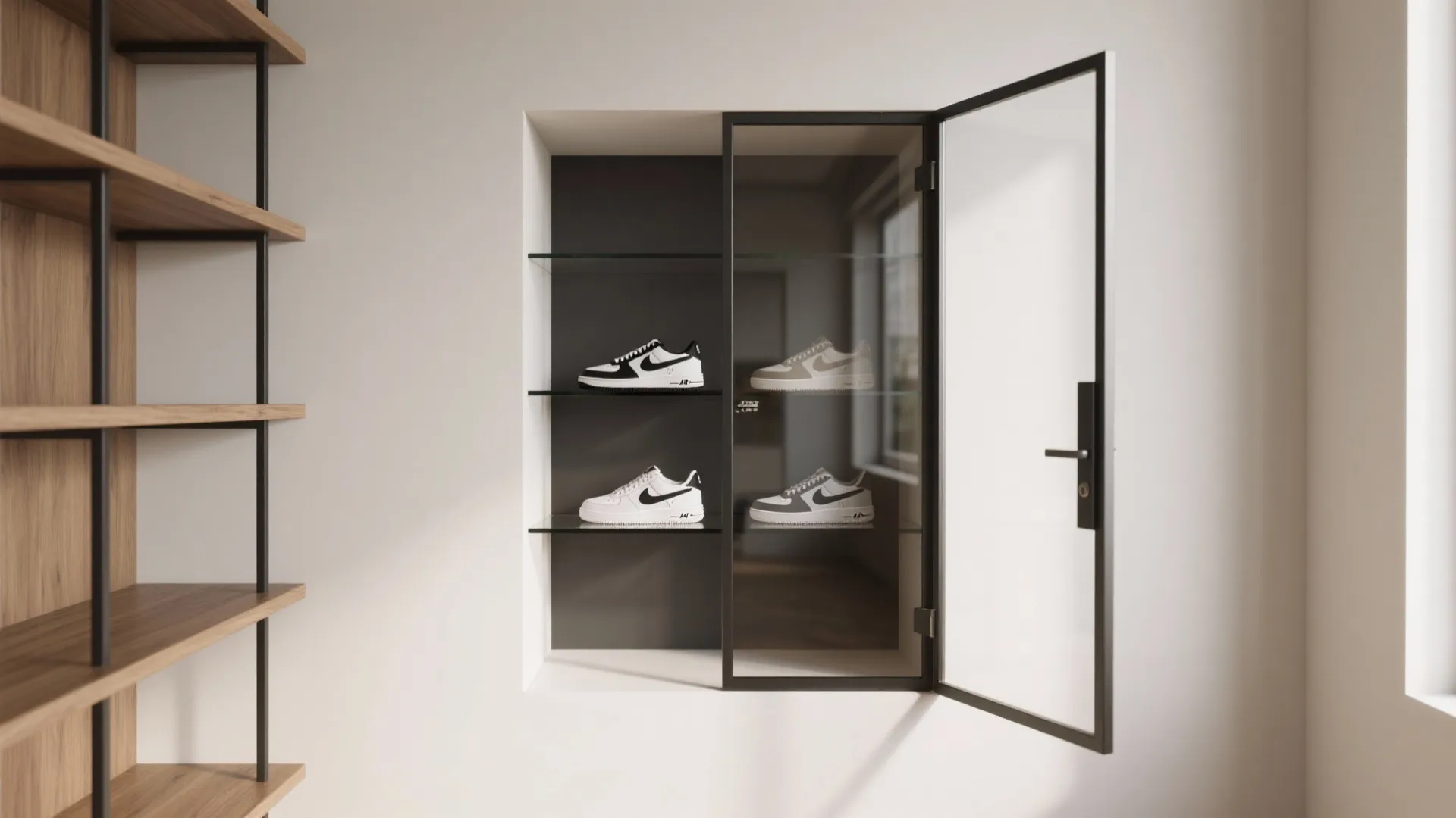 Glass-Front Niche for Dust Control and Display