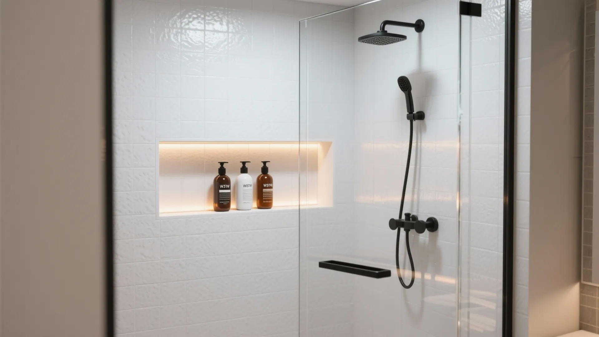 4. Install a glass partition and recessed niche