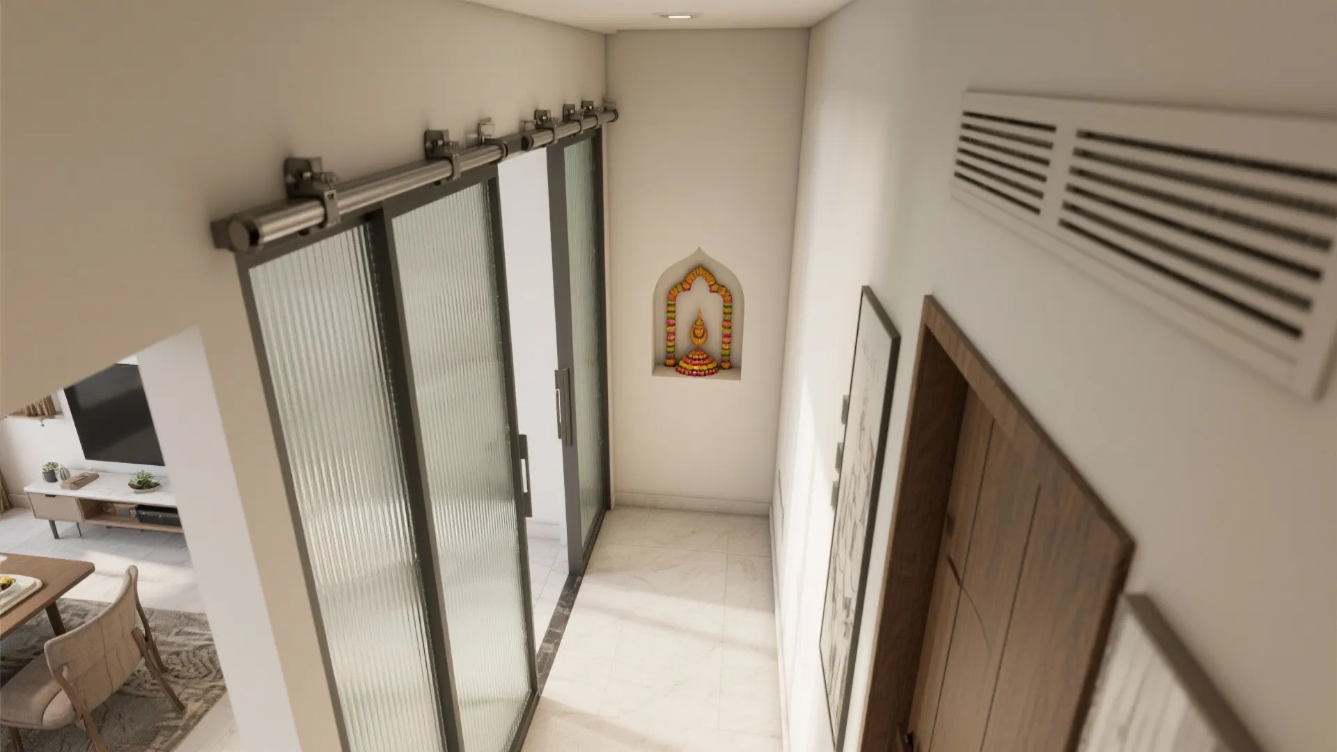 2) Glass Enclosed Niche With Soft Sheer Doors