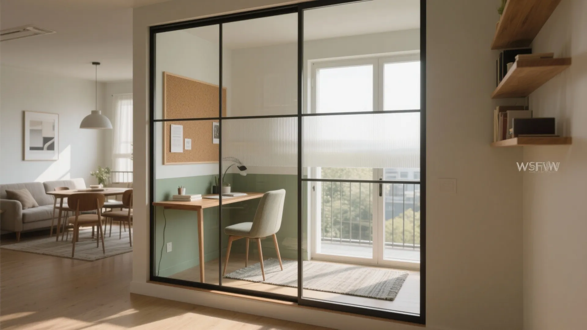 Glass partition to carve a quiet nook without losing light