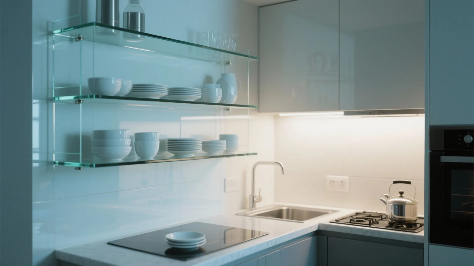 3. Use Glass Shelves for a Lighter Look