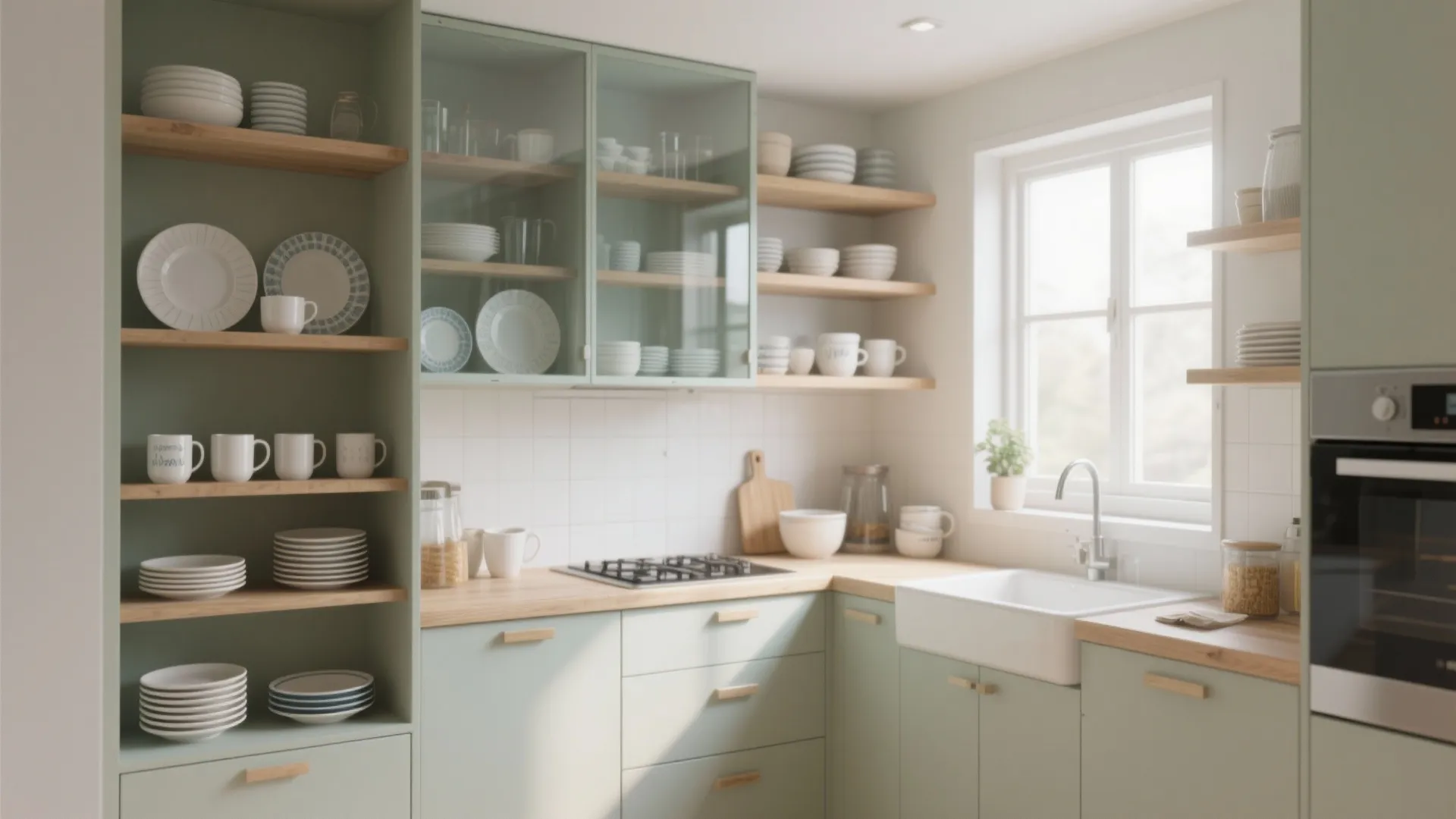 3. Use Glass and Open Shelving