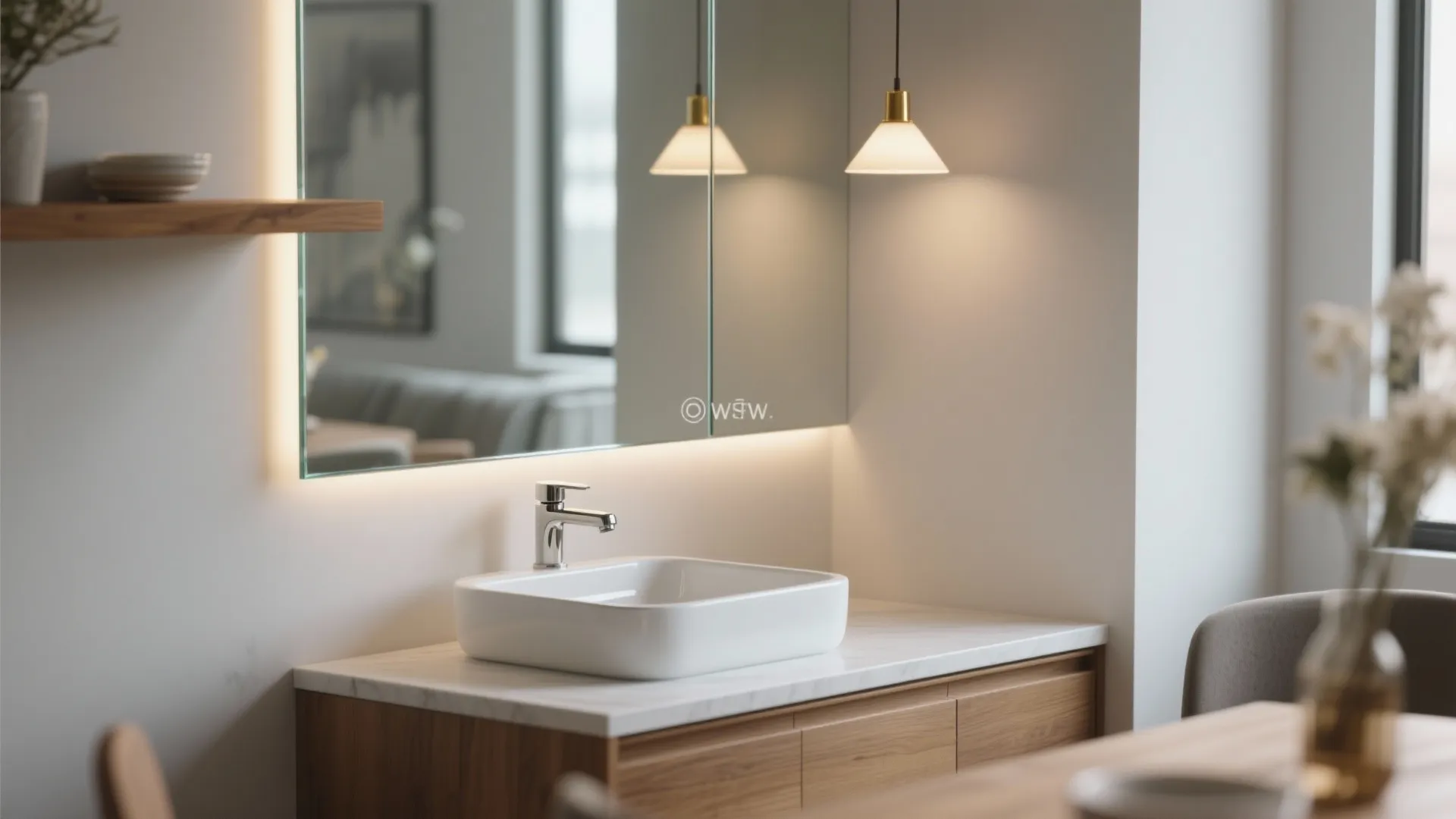 Glass or Mirrored Splash Panel for a Brighter Basin Corner