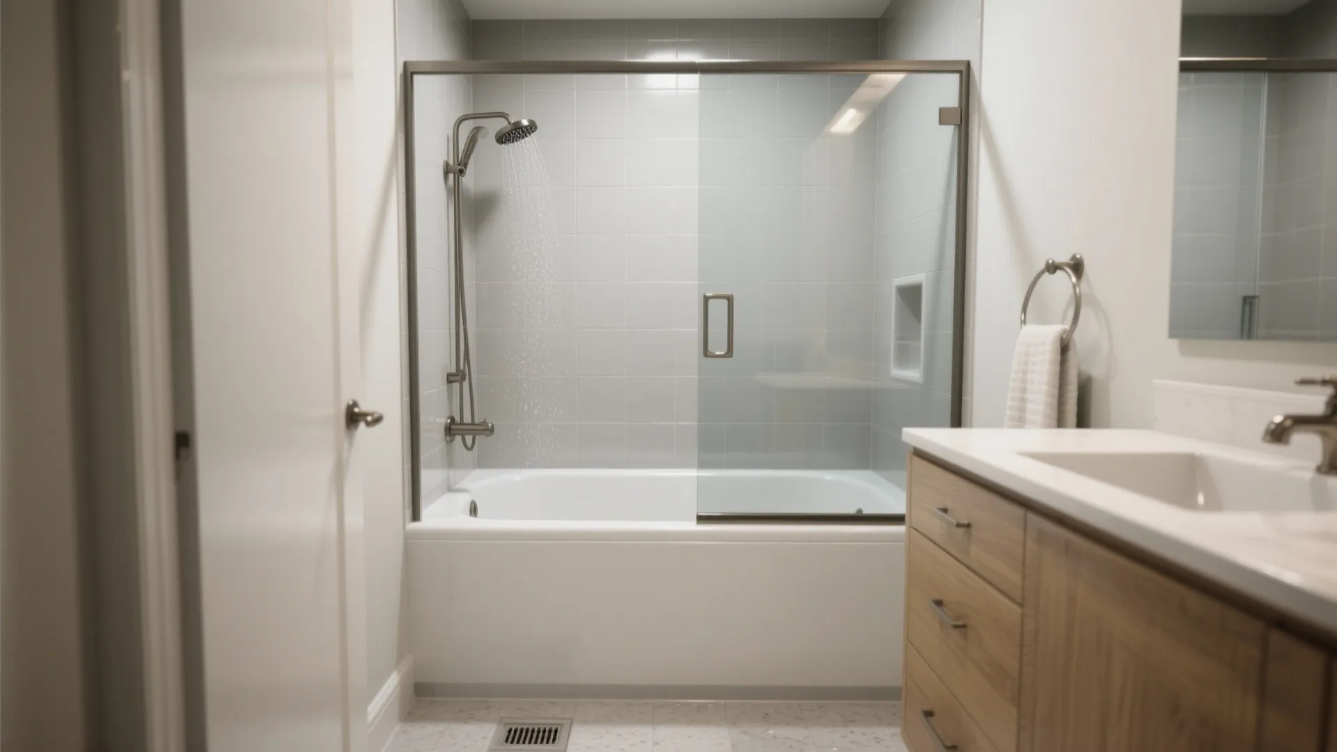 Idea 1: The glass-panel tub–shower combo