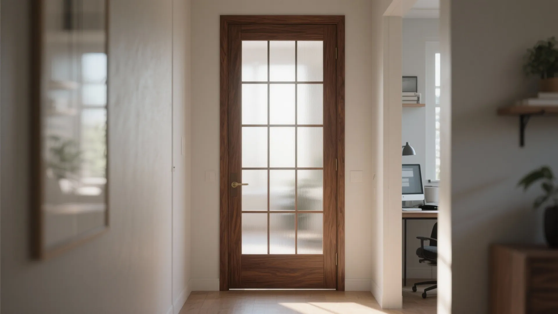 Glass-Panel Wooden Door