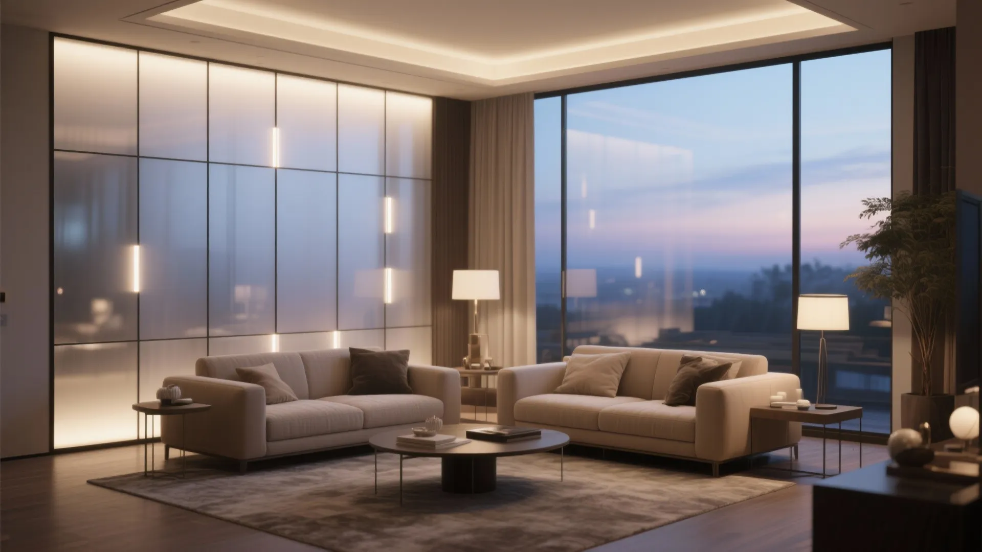 Glass panels with integrated lighting