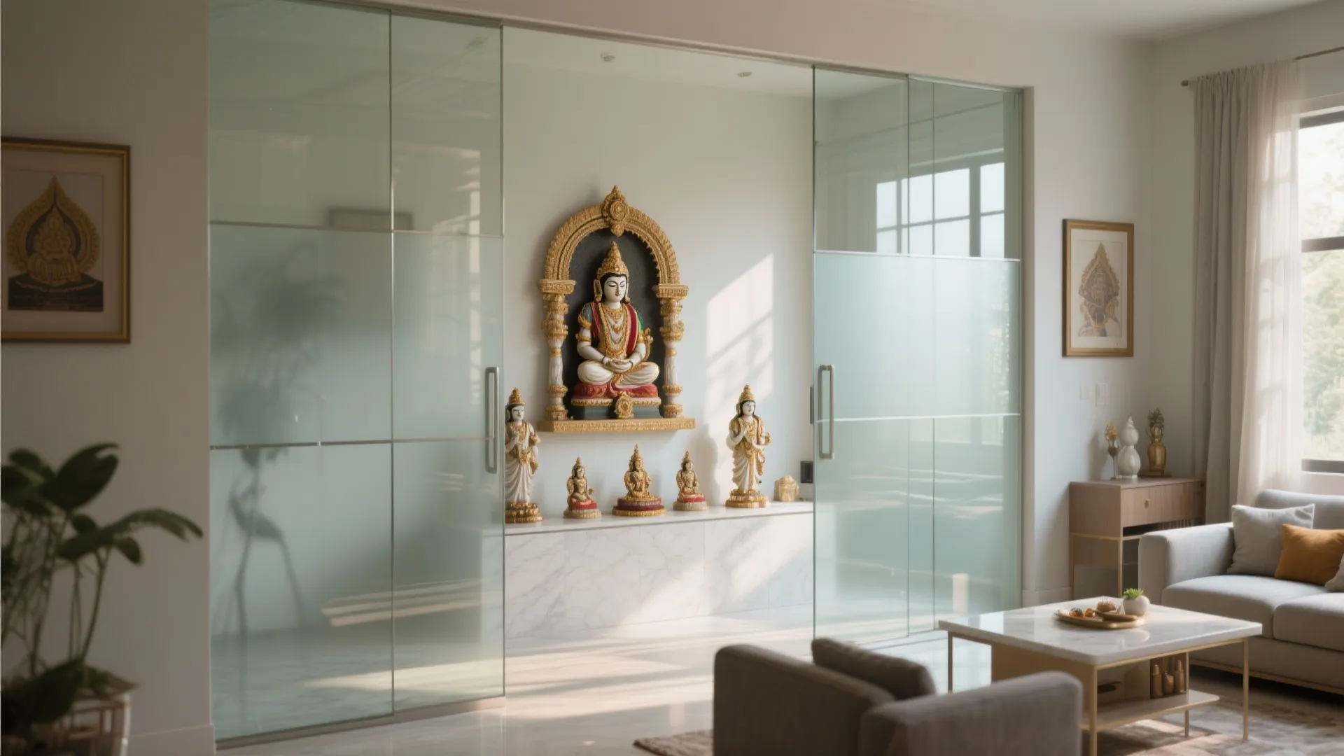 Glass Panel Mandir Setup