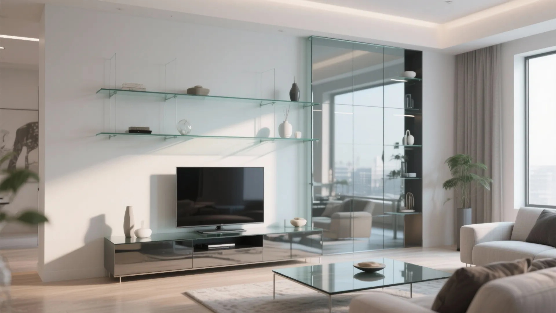 5. Glass Panel Shelving