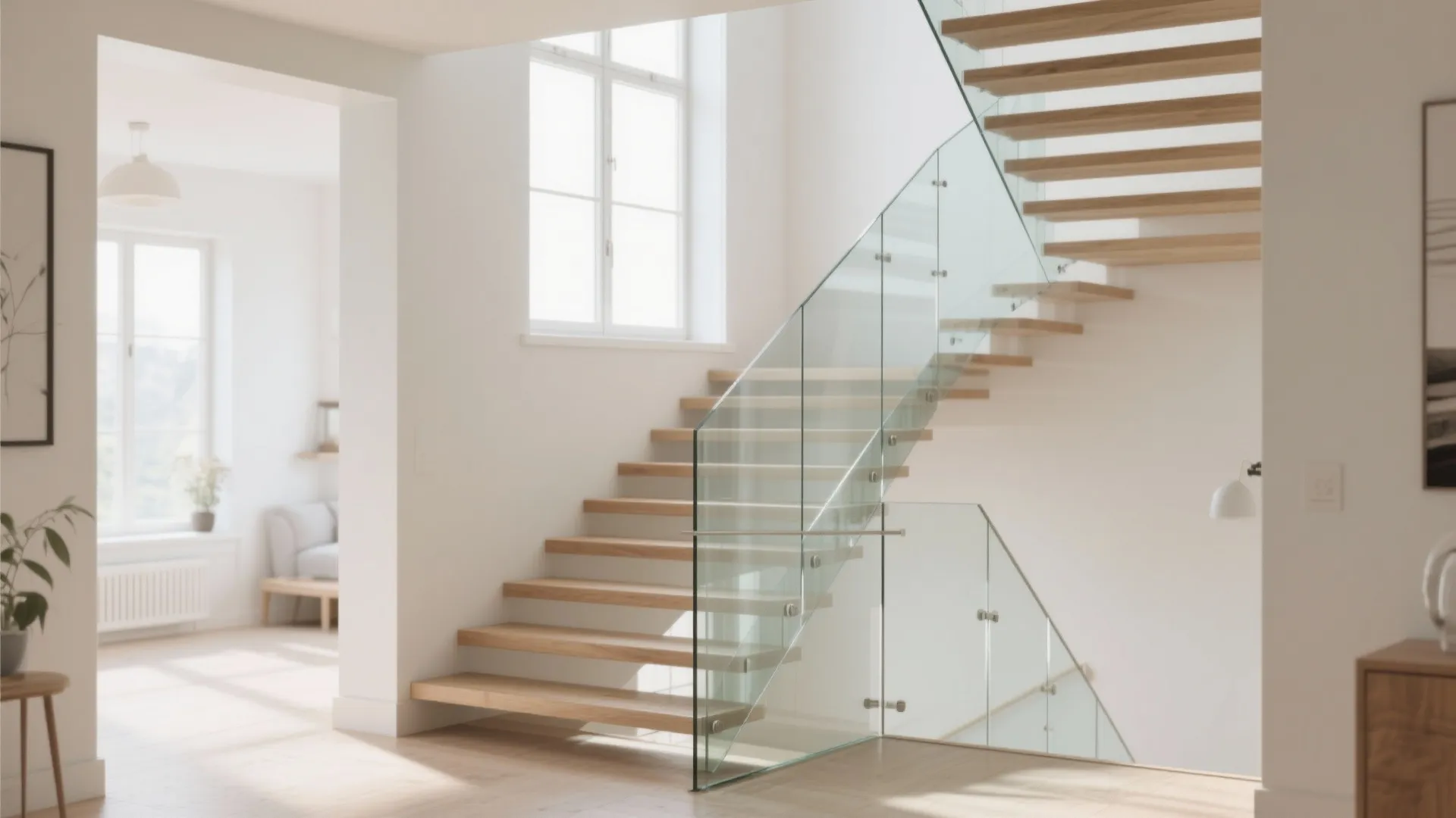 Glass Panel Staircase for Open Feeling