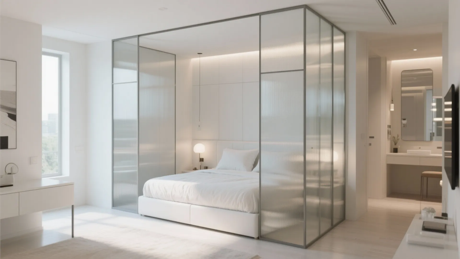 2. Glass Panel Surround for a Brighter Feel