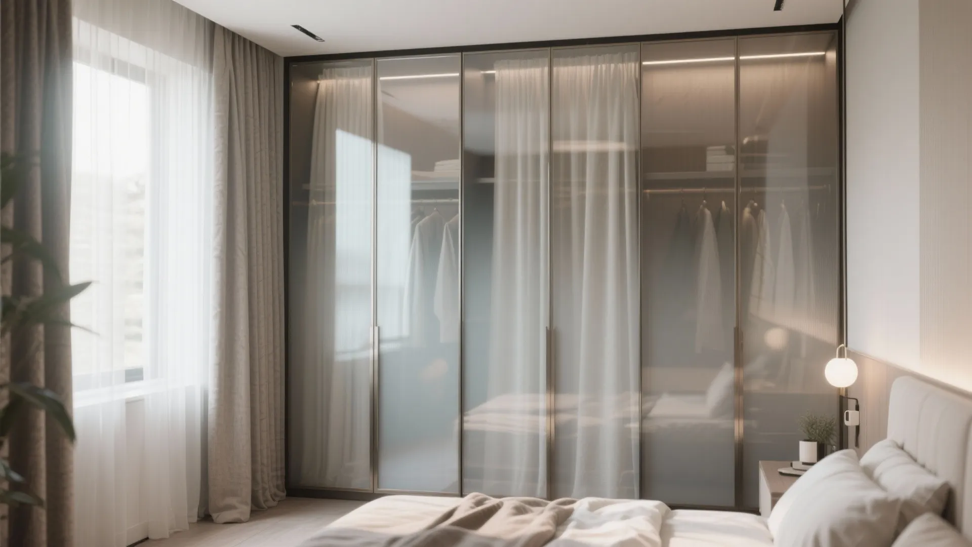 Wardrobe with Glass Panels