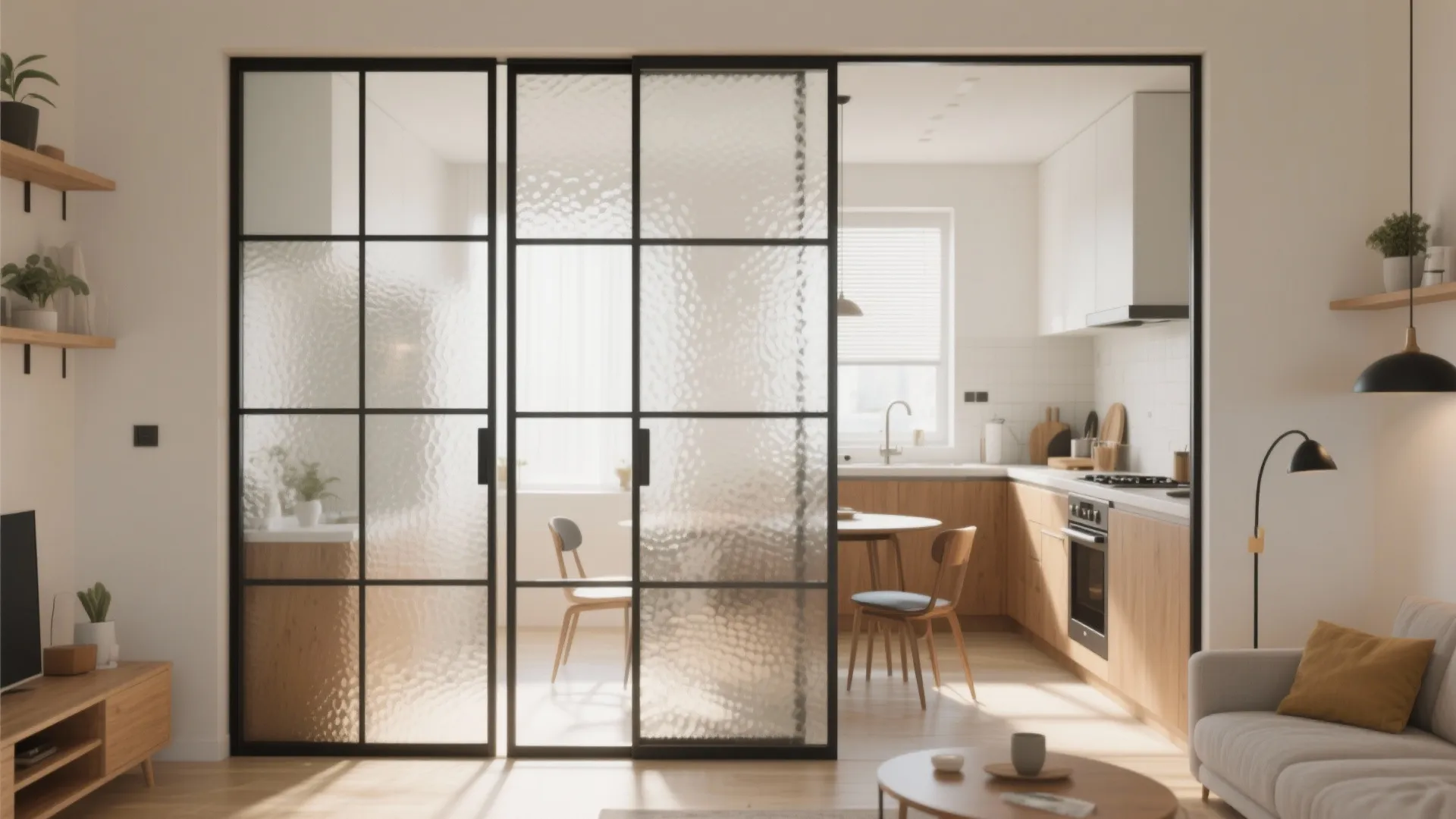 3. Glass Sliding Panels to Share Light