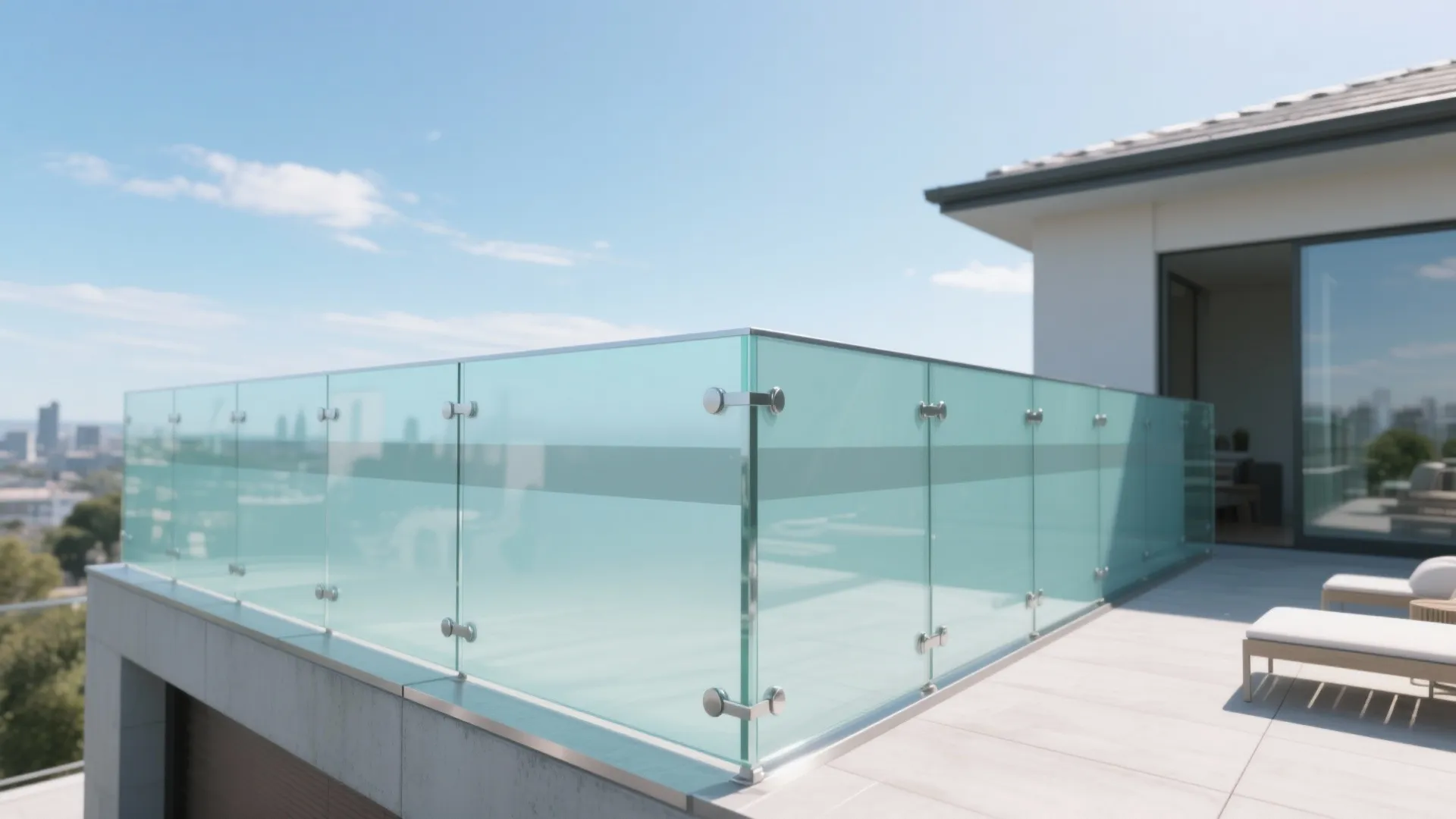Glass parapet panels for airy terraces