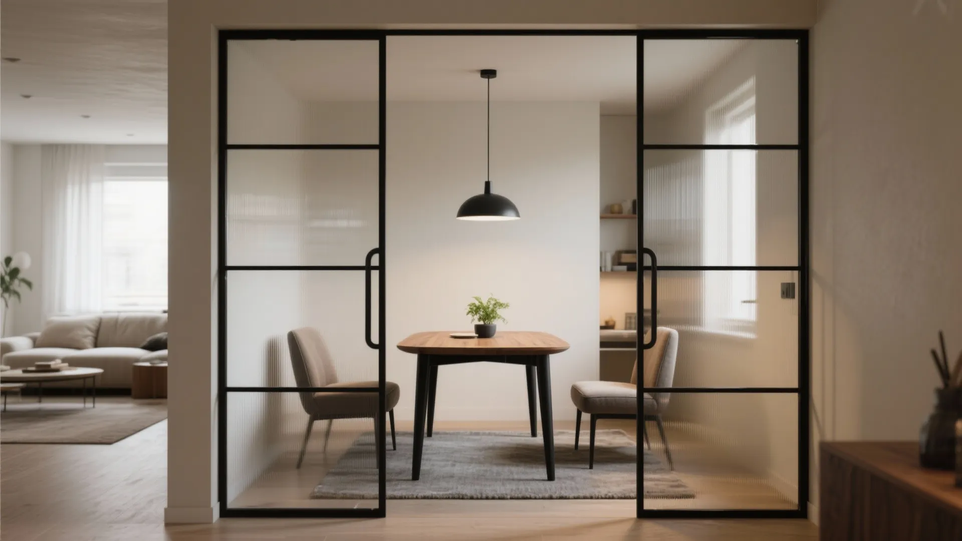 Framed Glass Partitions for Light and Quiet