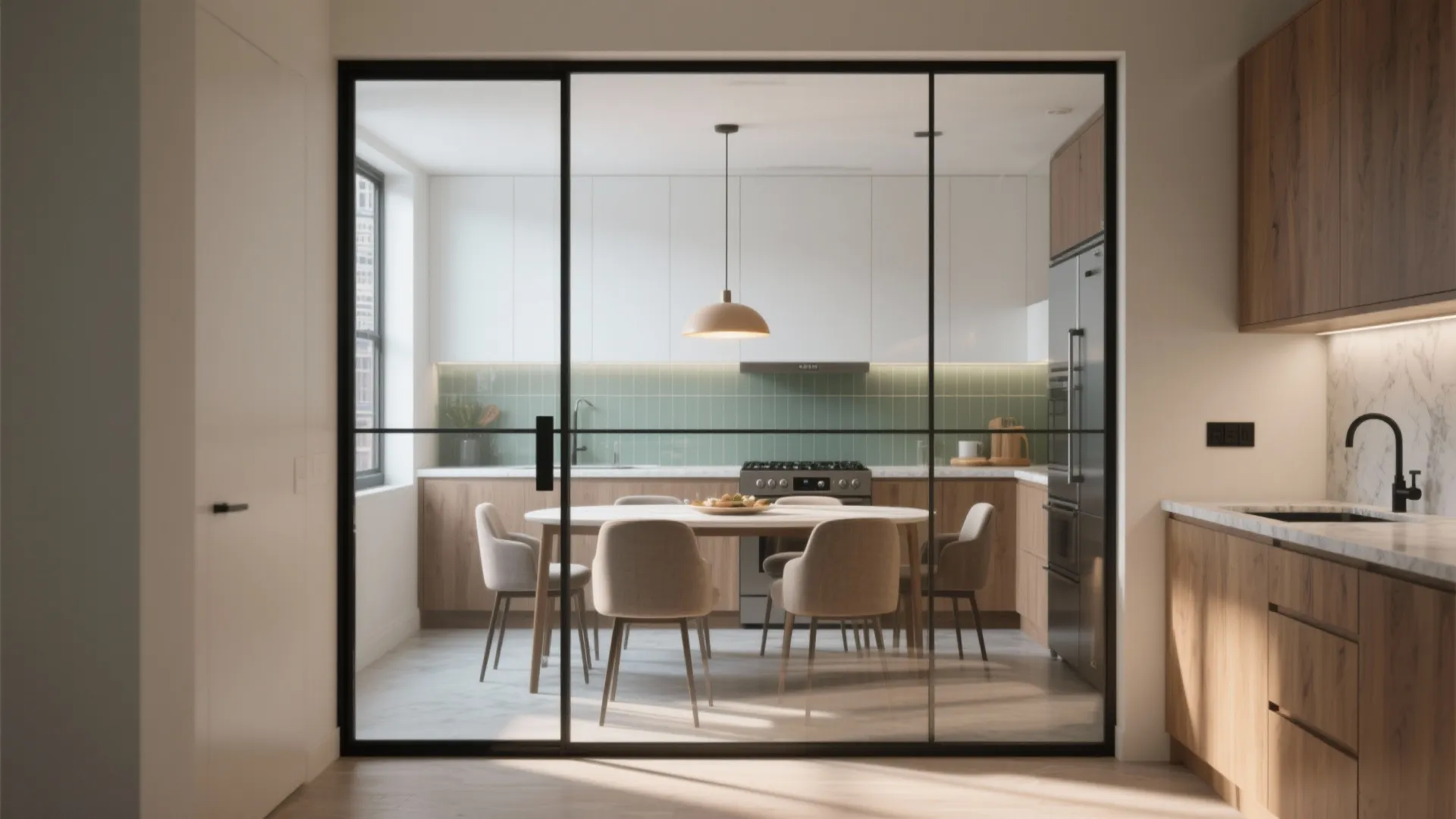 1) Glass Partition with Door: Bright and Contained