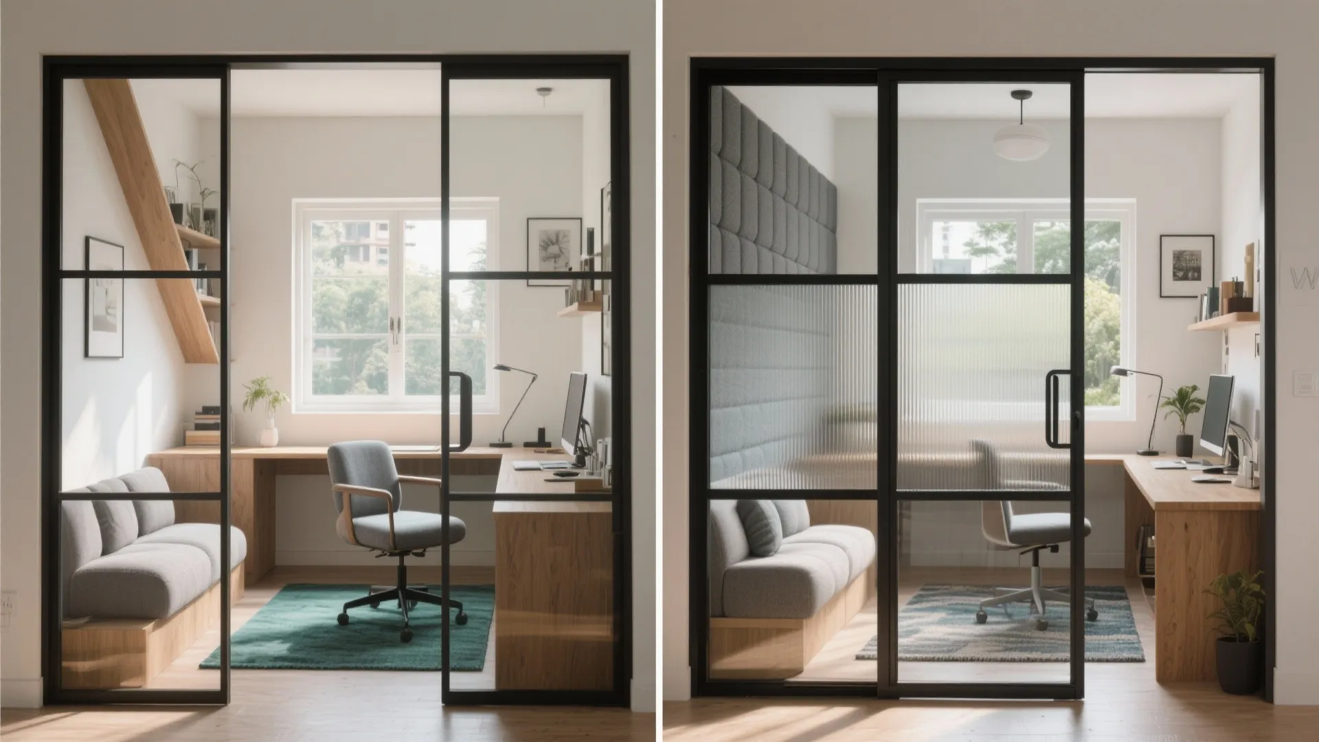 Sliding Glass Partition for a Hybrid Home Office