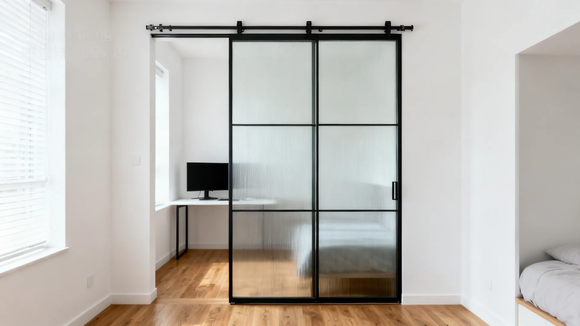Framed Glass Partition with Sliding Door