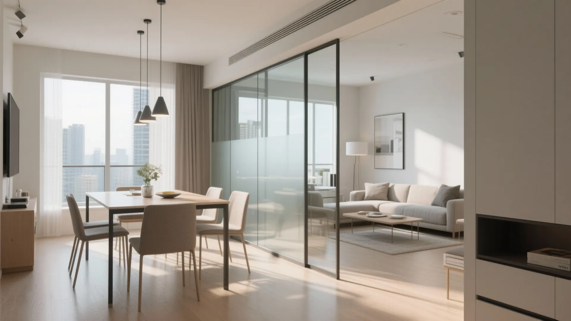 3. Glass Partition for Light Sharing