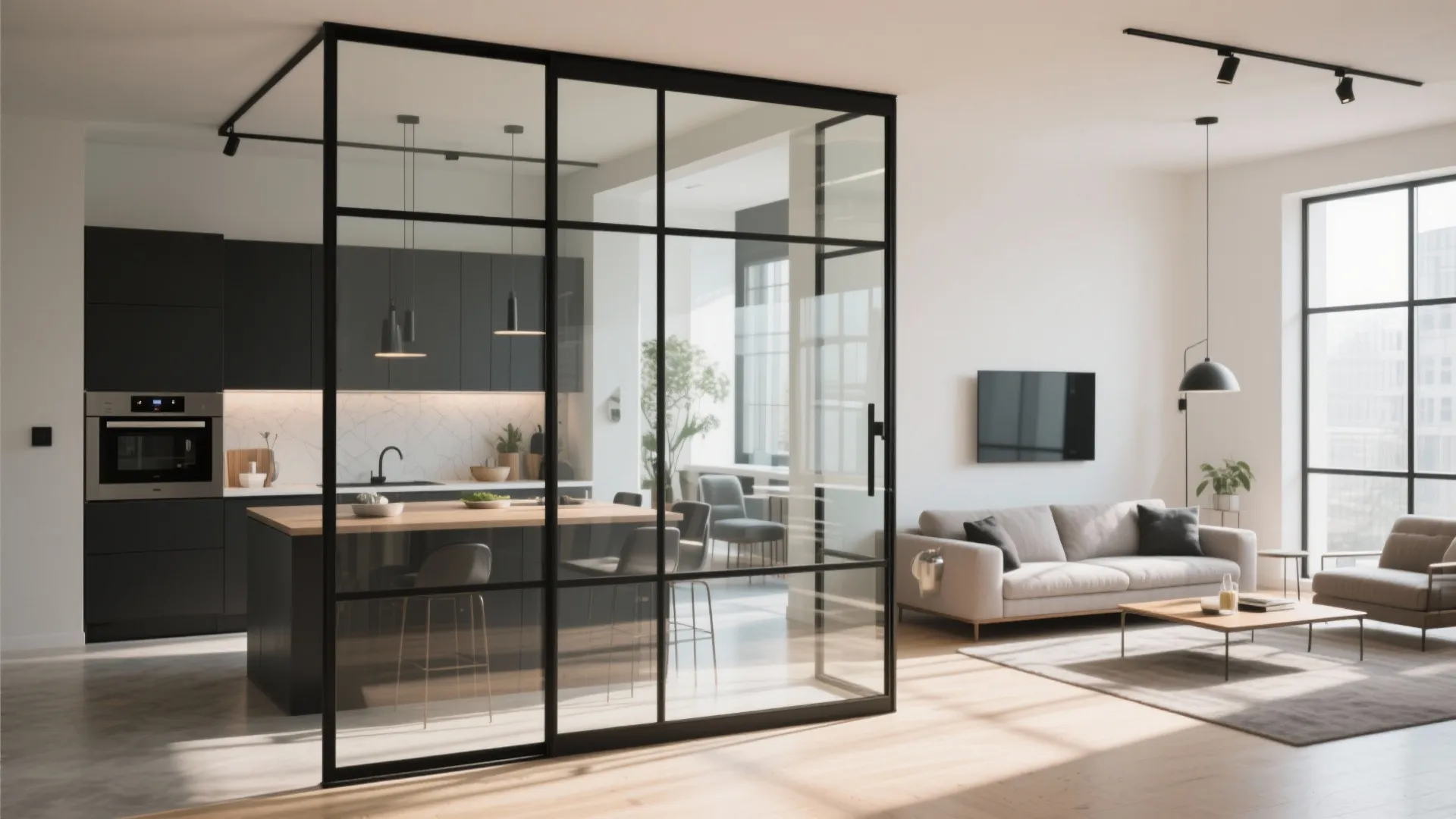 2. Glass Partition for Light Flow