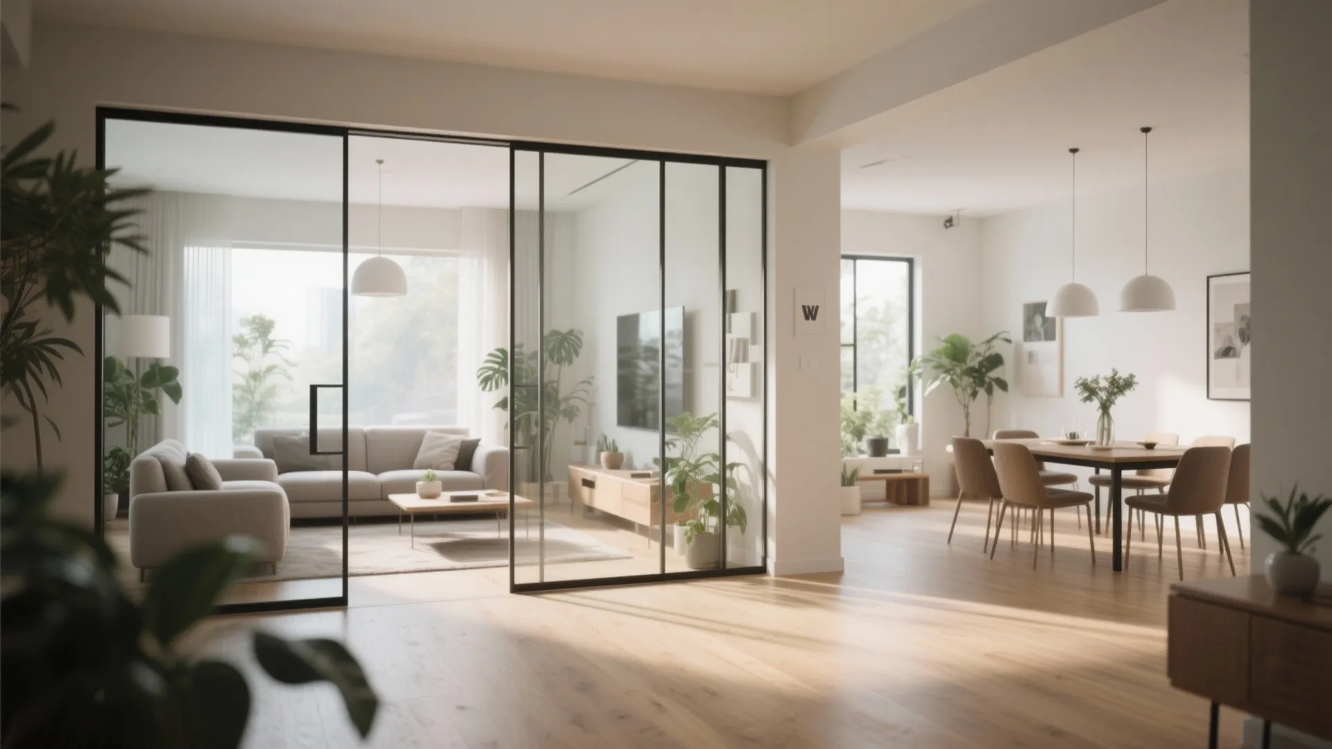 Glass Partition with Sliding Door
