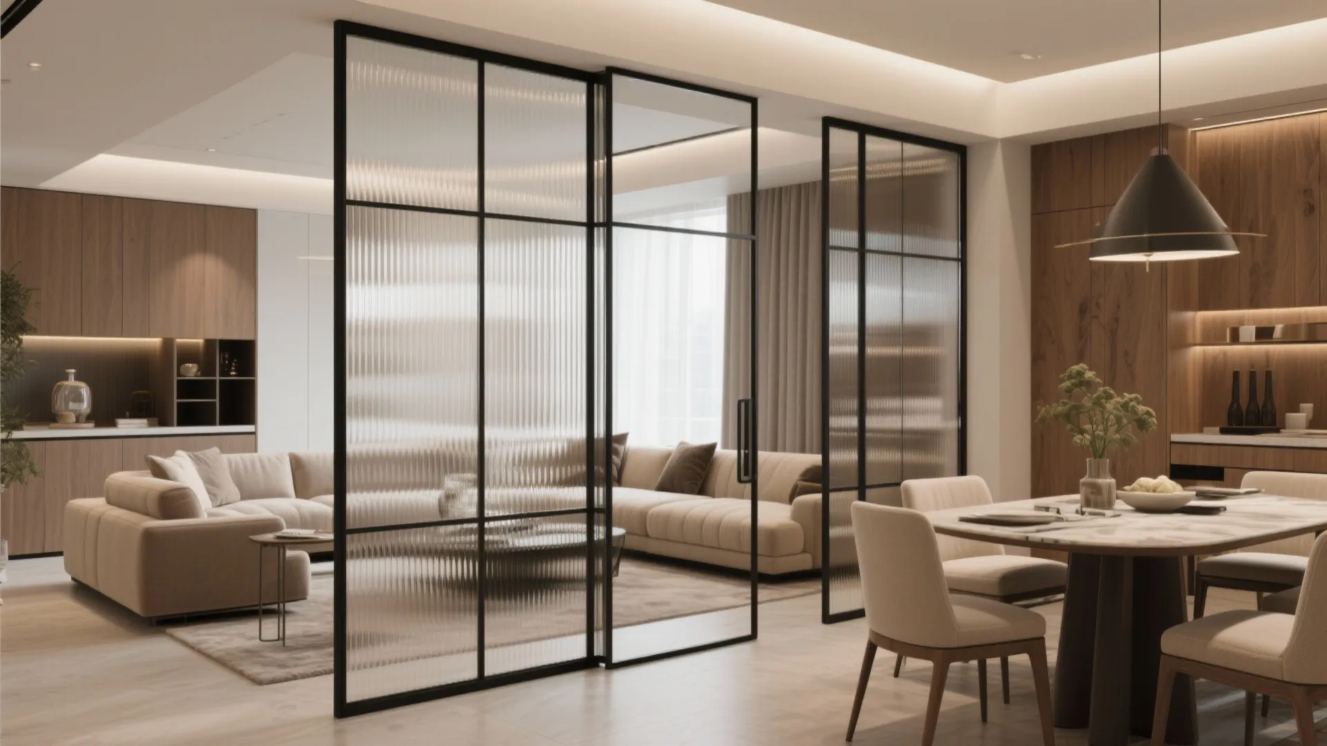 Glass Partitions for Airy Elegance