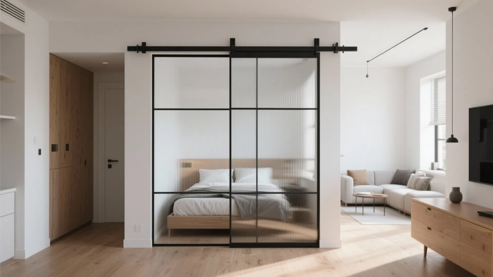 Sliding Glass Partitions for Borrowed Light