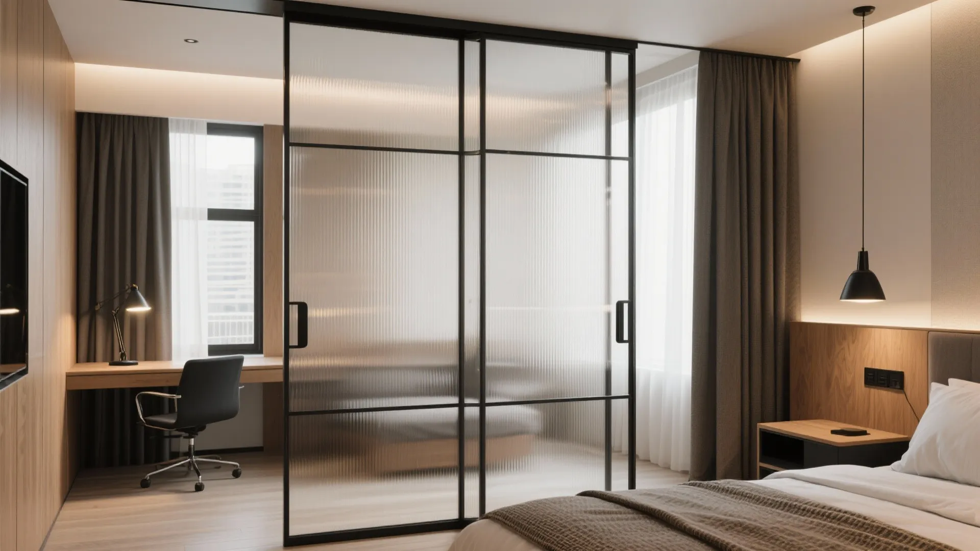 Sliding Glass Partition to Define Zones