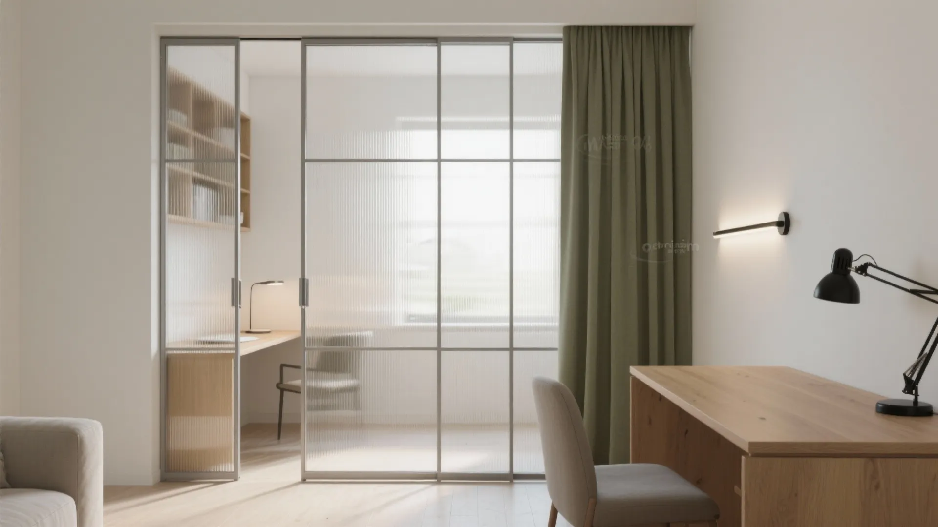 Glass partition for light and privacy