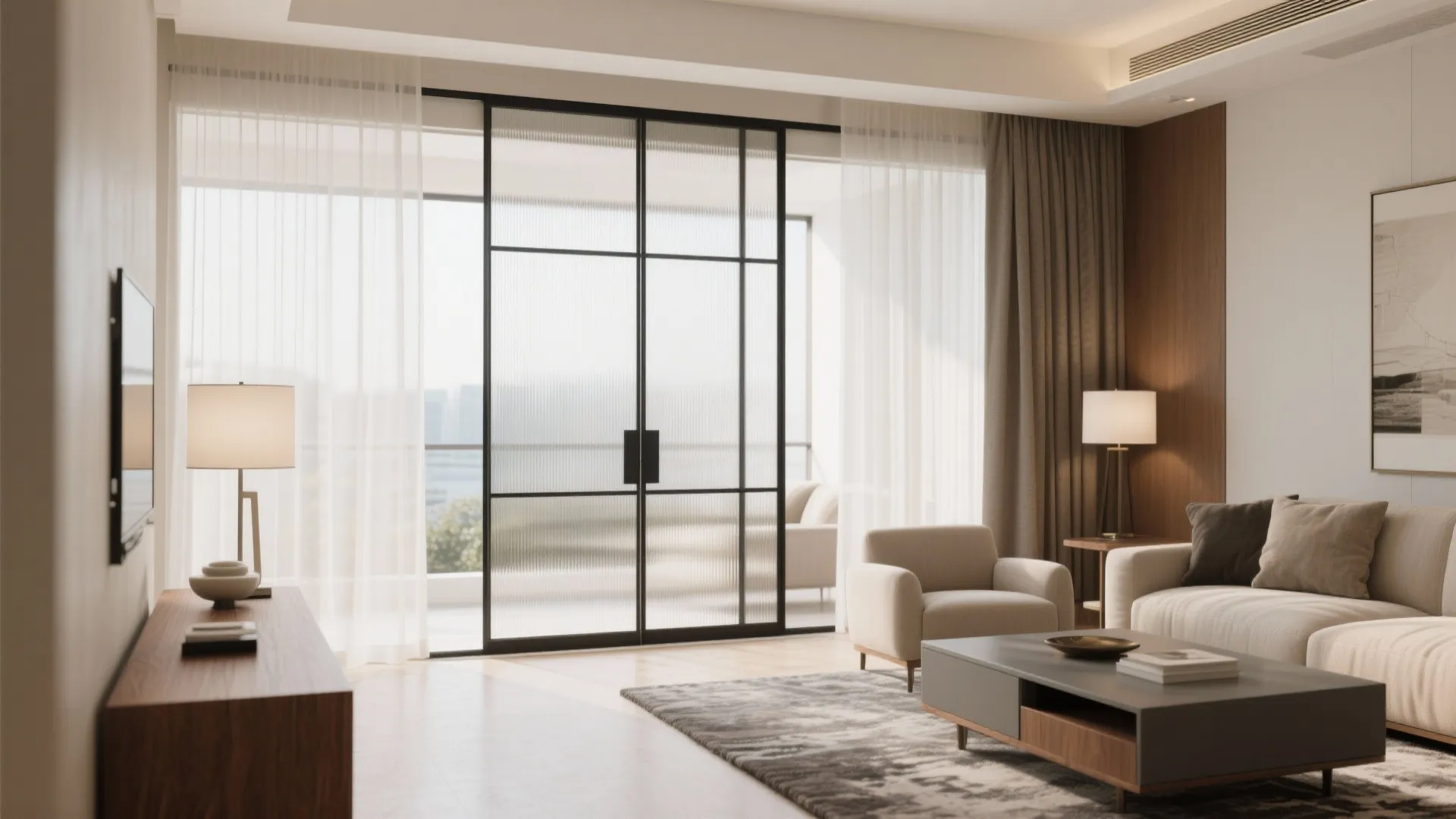 Glass and Sheer Partitions to Borrow Light