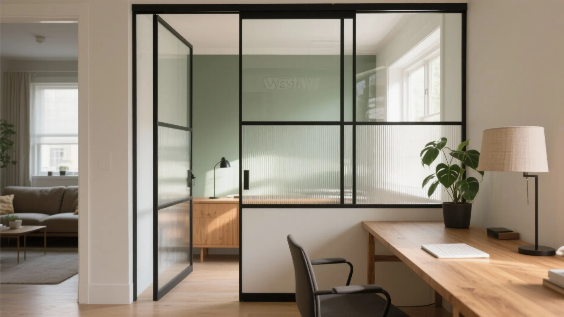 Glass partition to borrow light