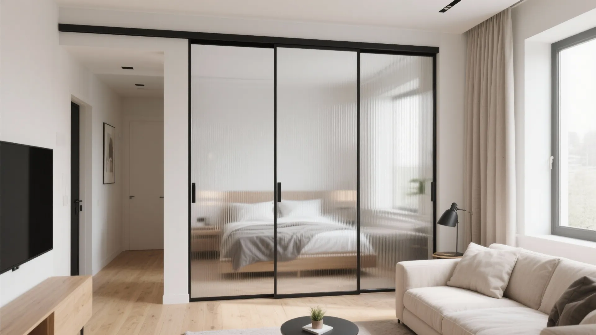 3) Sliding Glass Partition to Create a “Second Room”