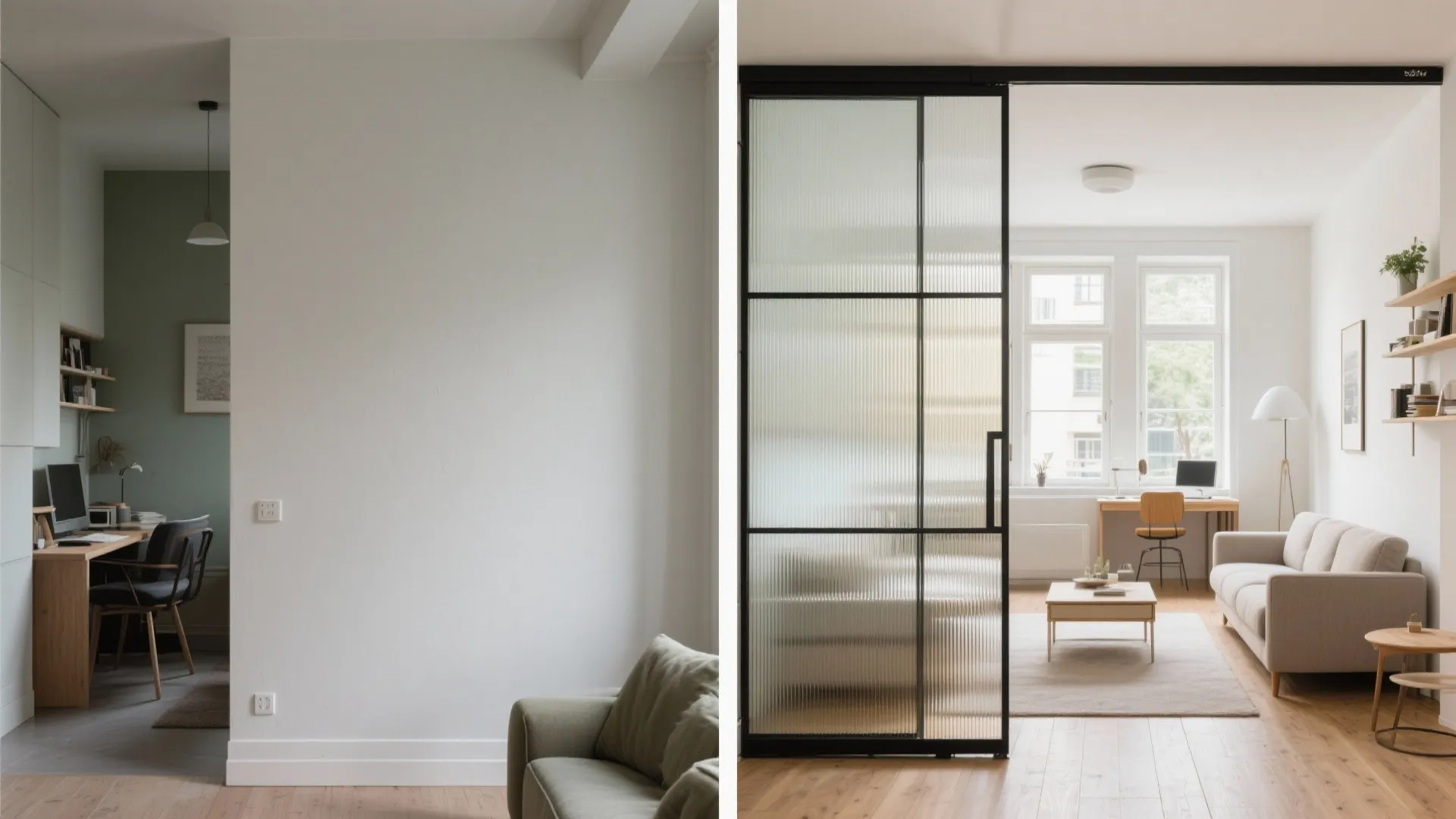 2) Glass partitions for light, not noise