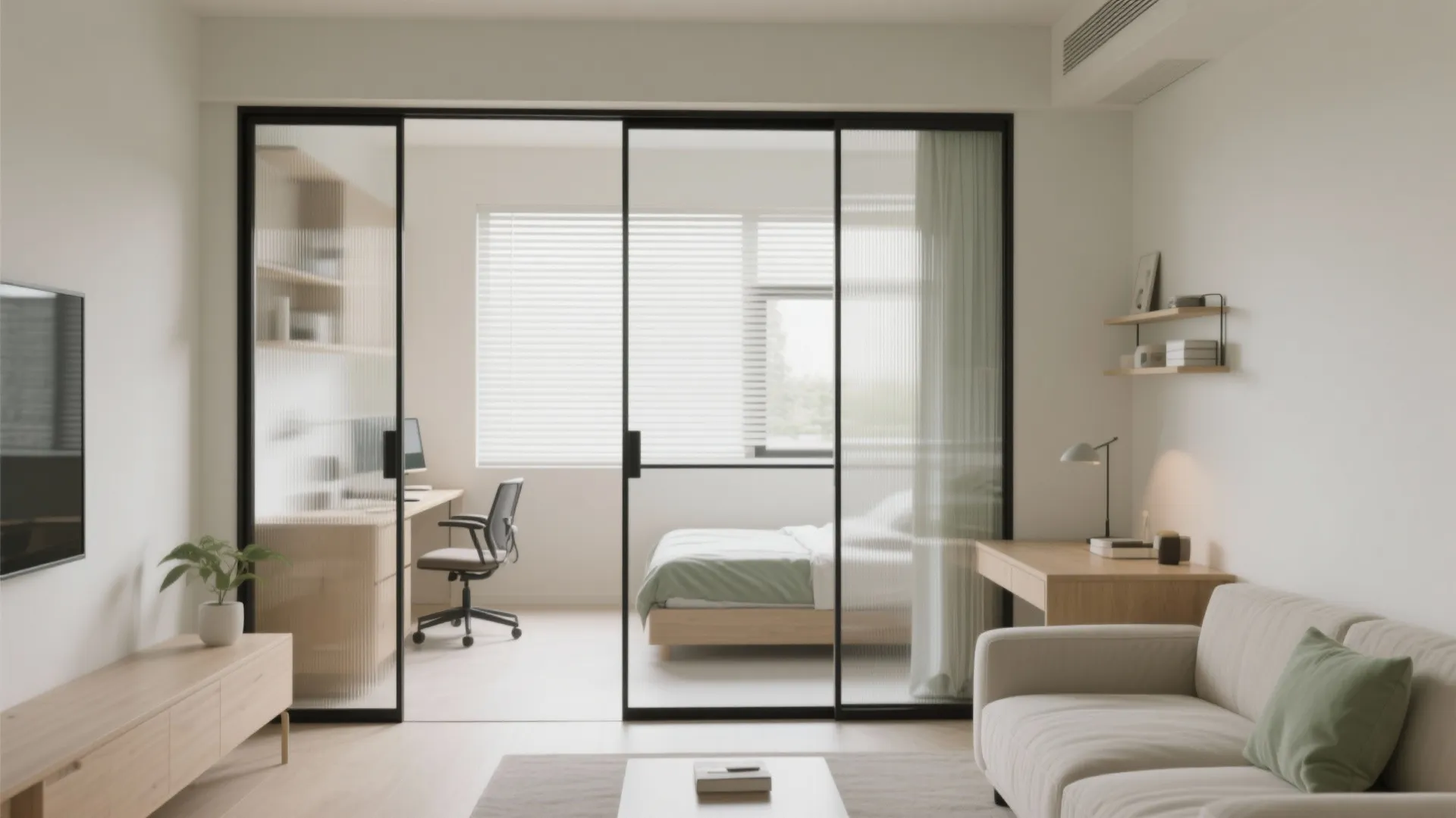 Sliding glass partitions and rooms that flex