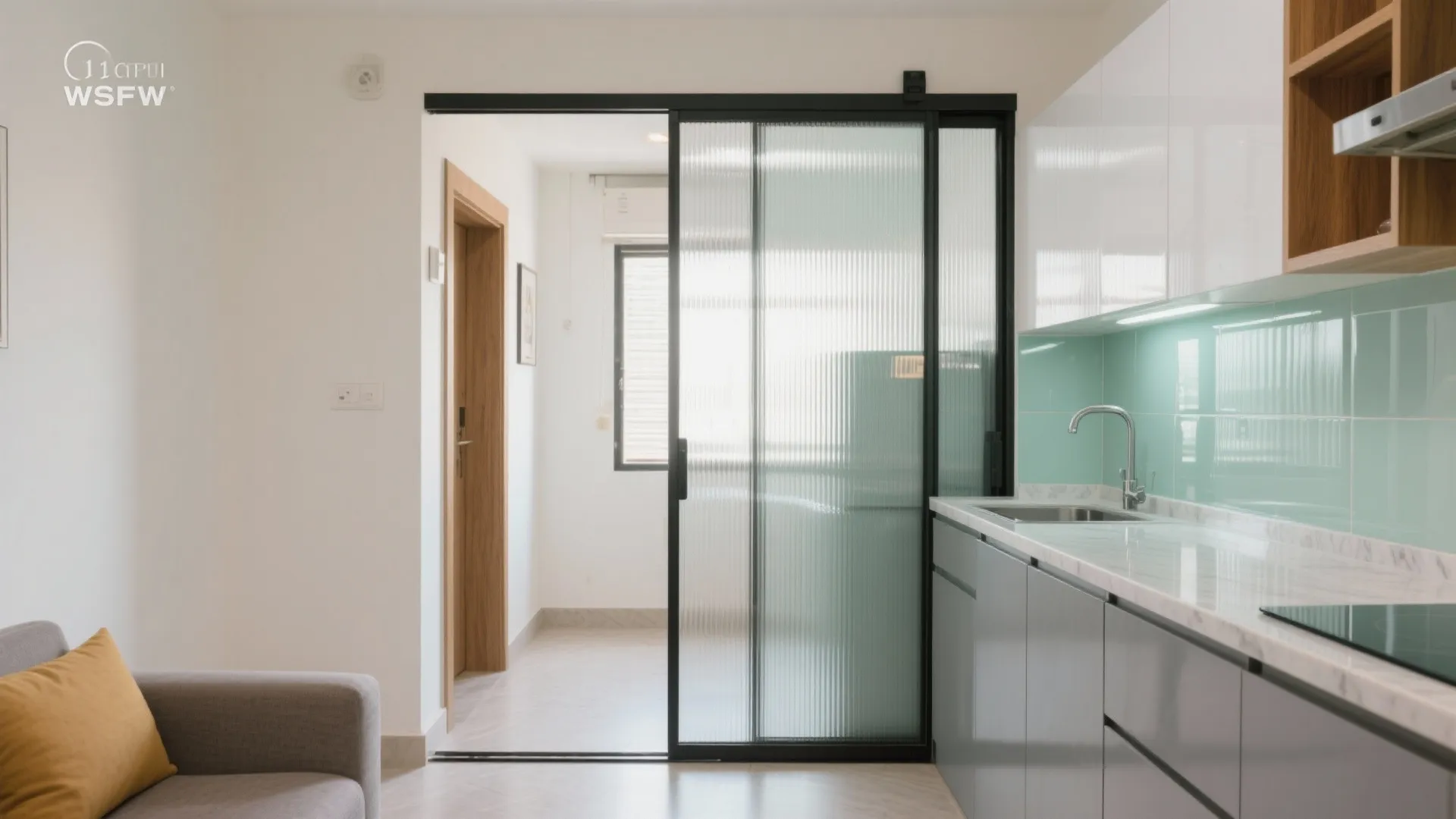 Glass Backsplash and See-Through Partitions for Light