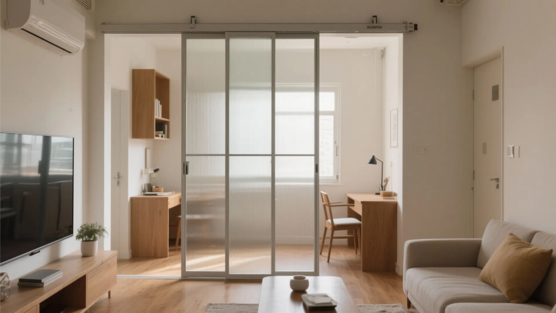 2) Sliding Glass Partitions for Light-Filled, Flexible Zones