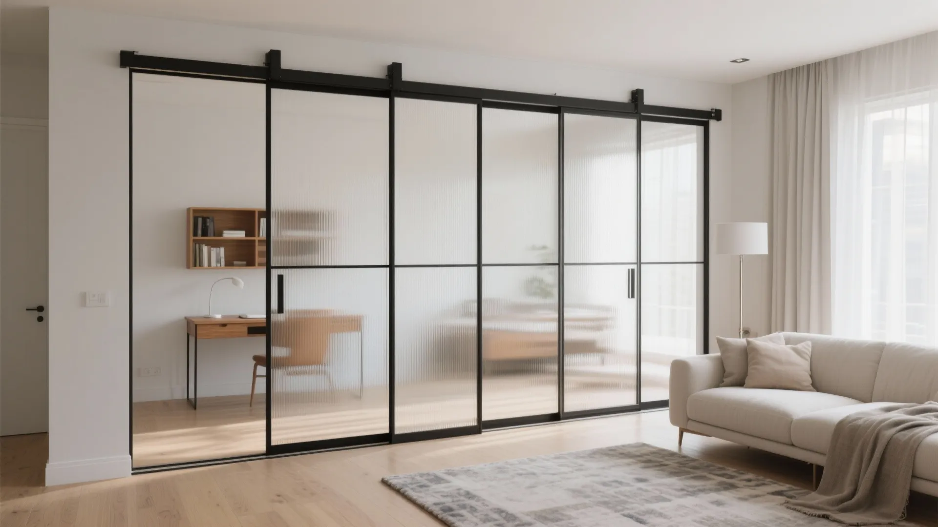 Glass Partition + Sliding Doors for Flexible Zones