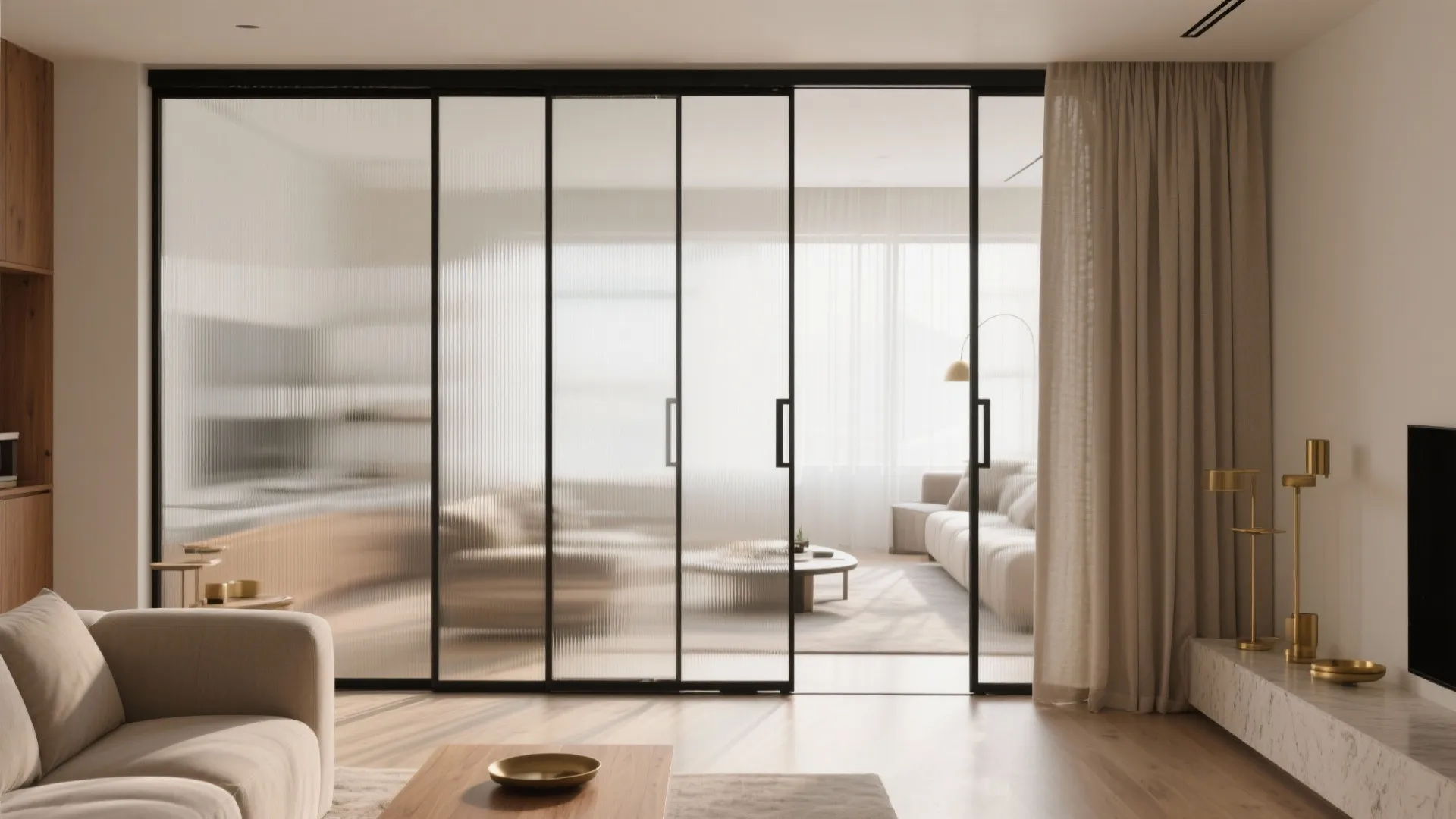 Sliding glass partitions to zone without shrinking