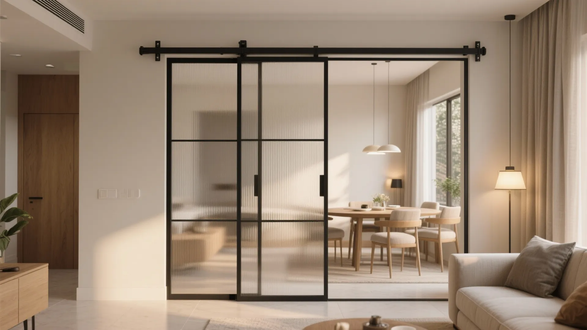 Sliding Glass Partitions to Borrow Light