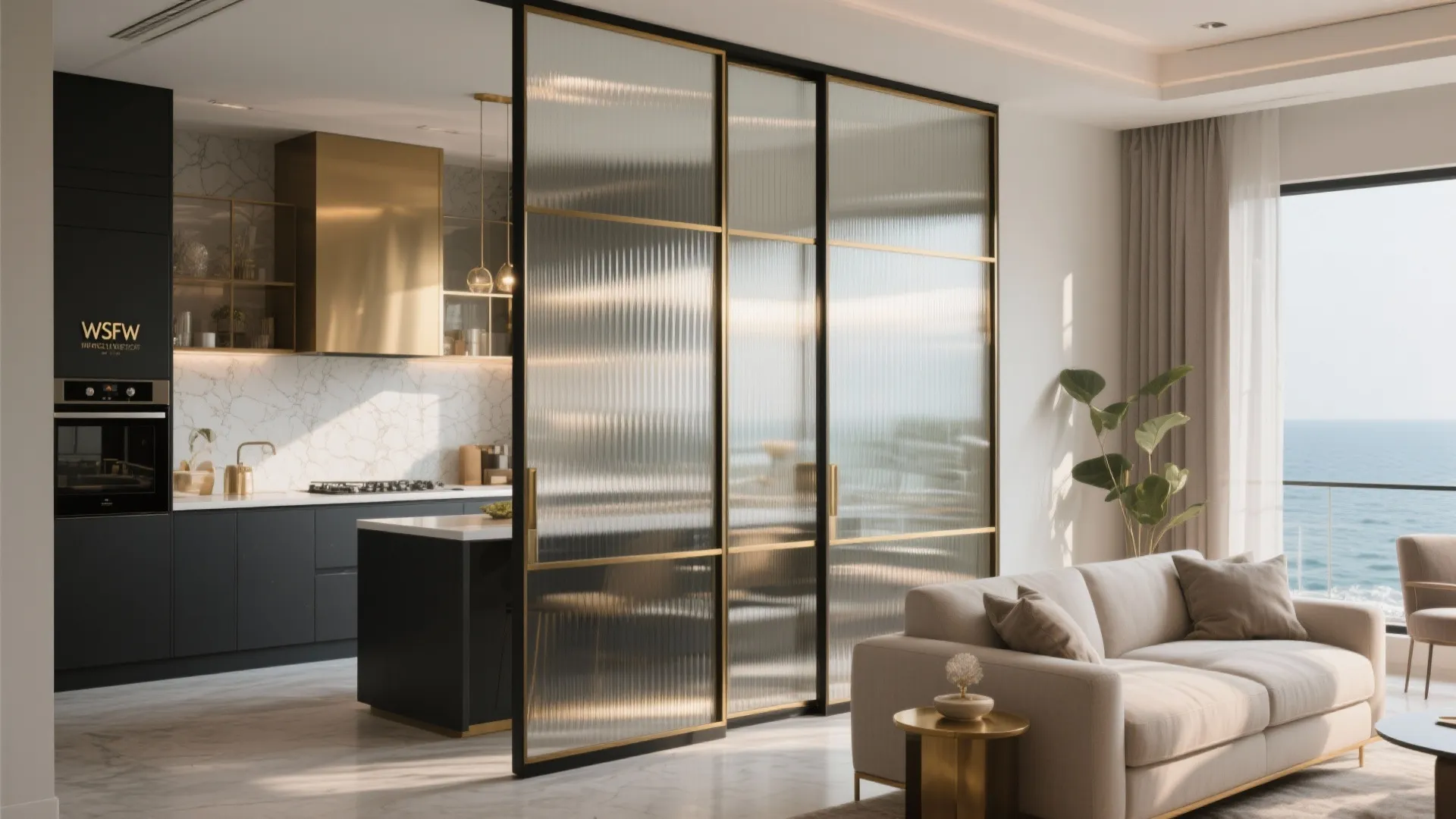 Glass accents for an airy, high-rise feel