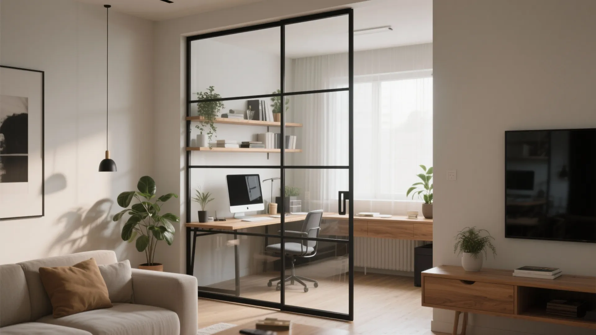 Glass partitions for daylight and privacy