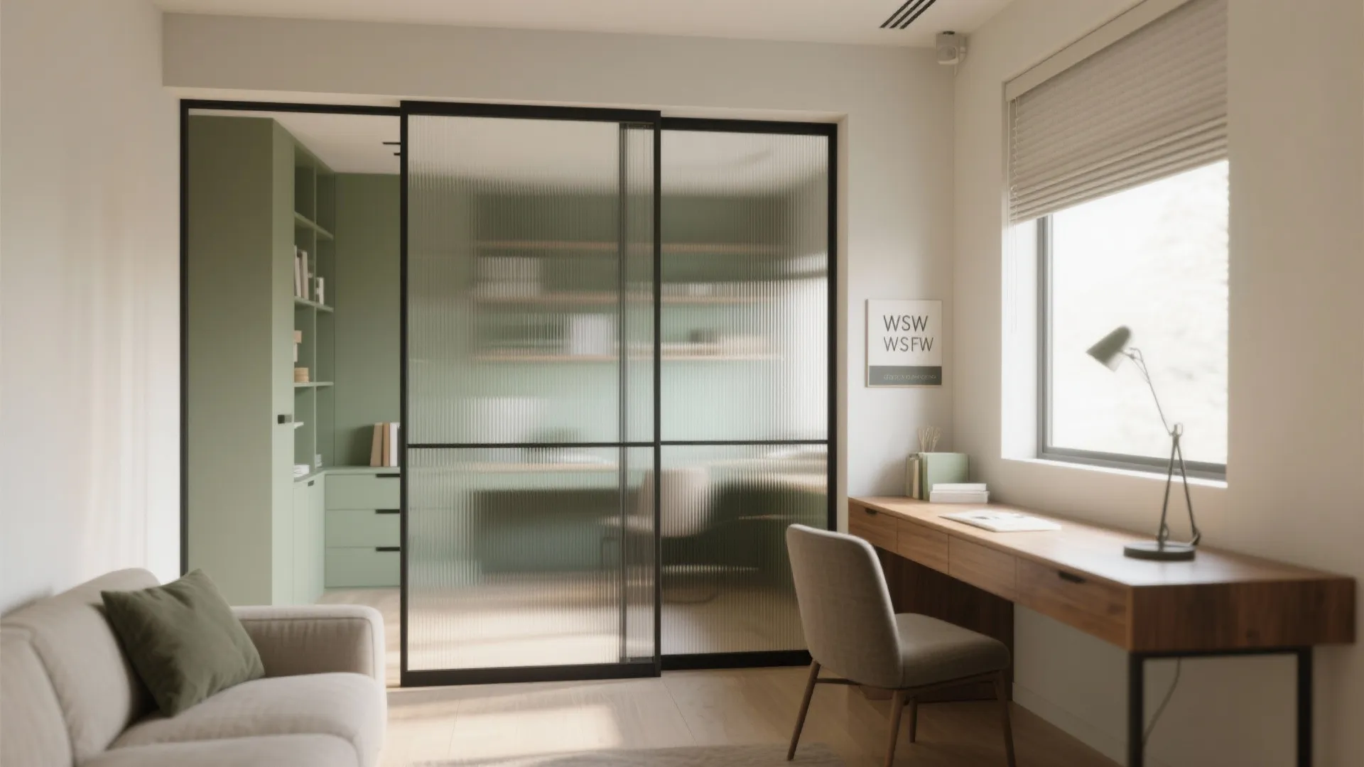 Glass partitions for daylight and privacy
