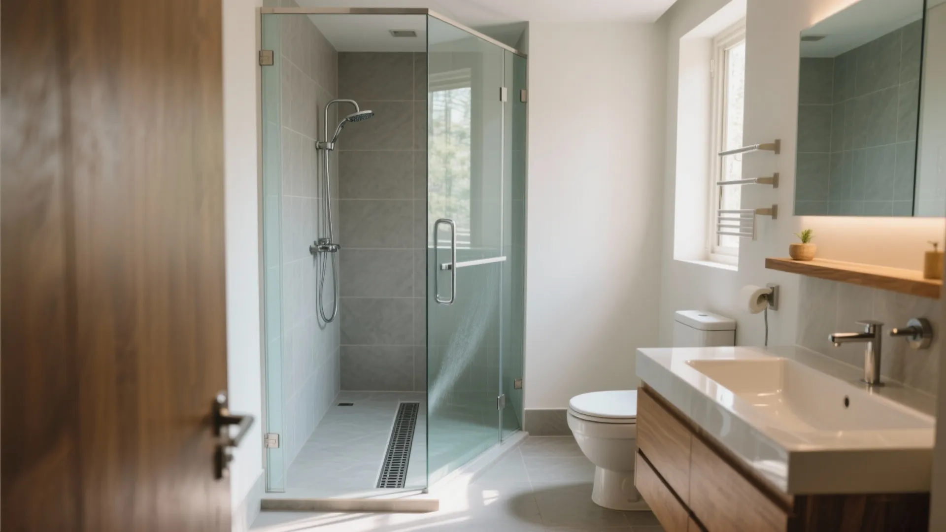 Wet–Dry Separation with a Frameless Glass Partition