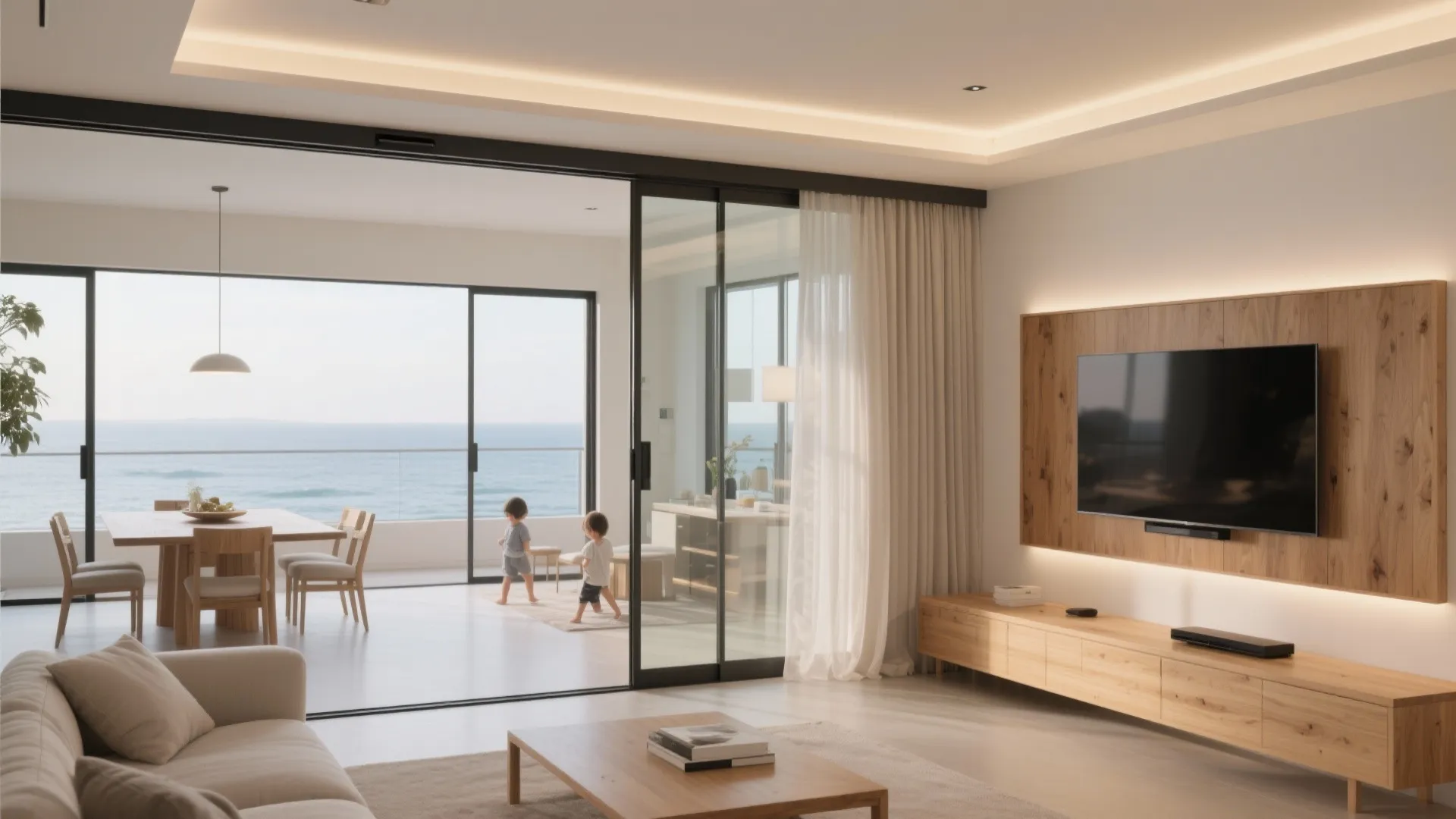 Open-Plan Living with Sliding Glass Partitions