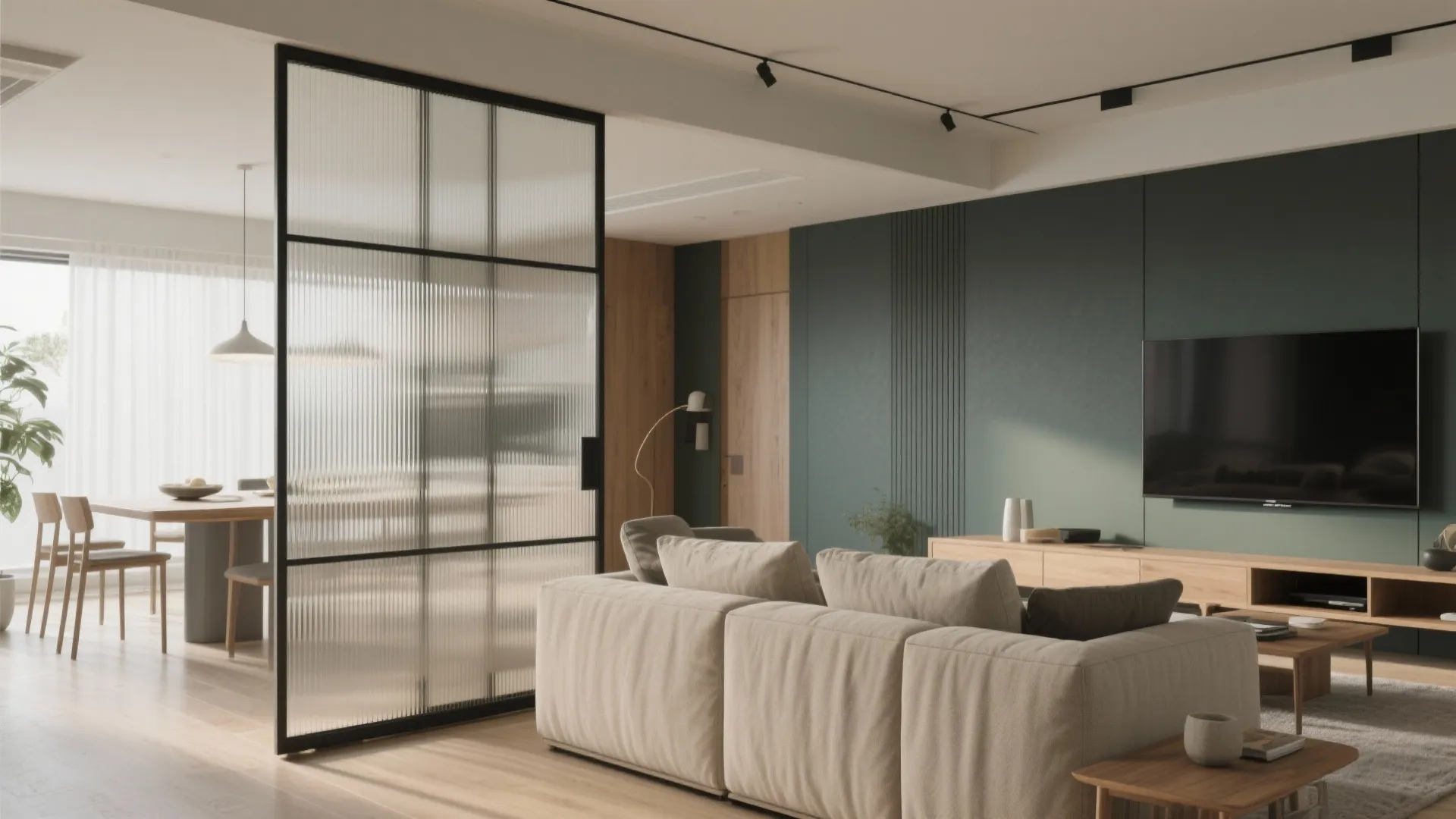 Glass Partition or Sliding Screen for Gentle Zoning