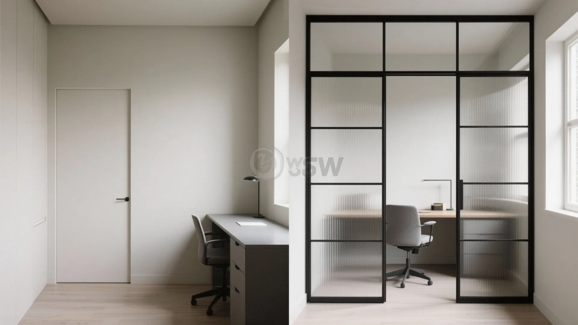 Glass Partition to Borrow Light Without Losing a Room